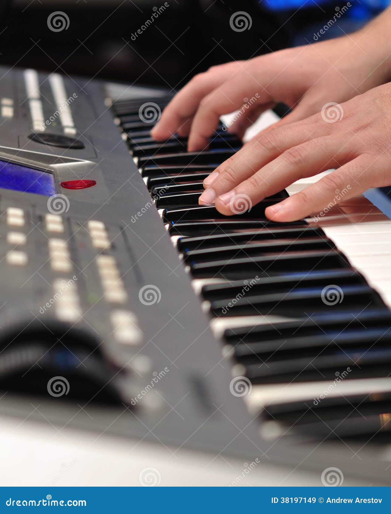 Musician Plays a Synthesizer Stock Image Image of midi, synthesizer