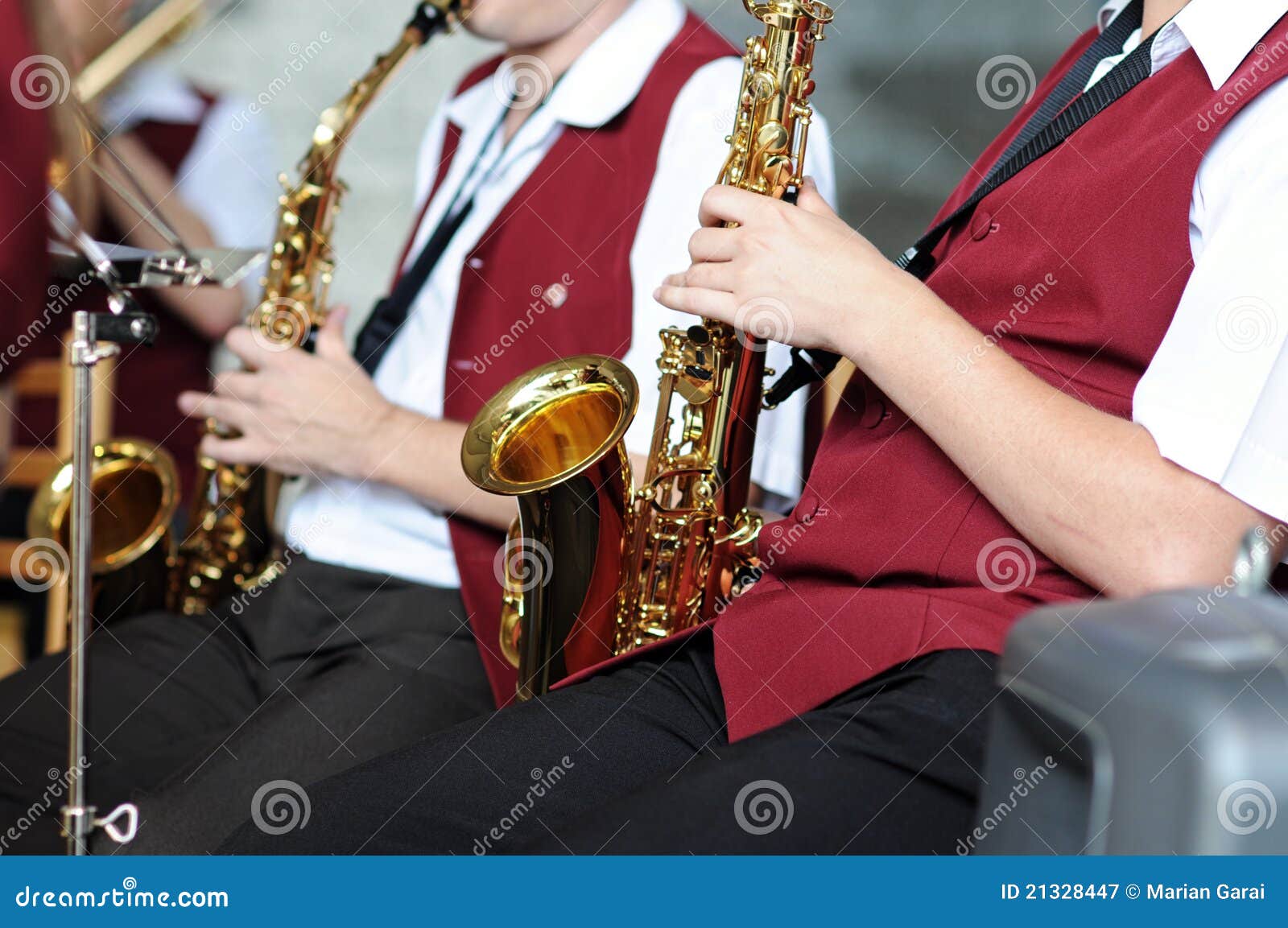 Musicians Playing the Saxophone Stock Image Image of band, brass