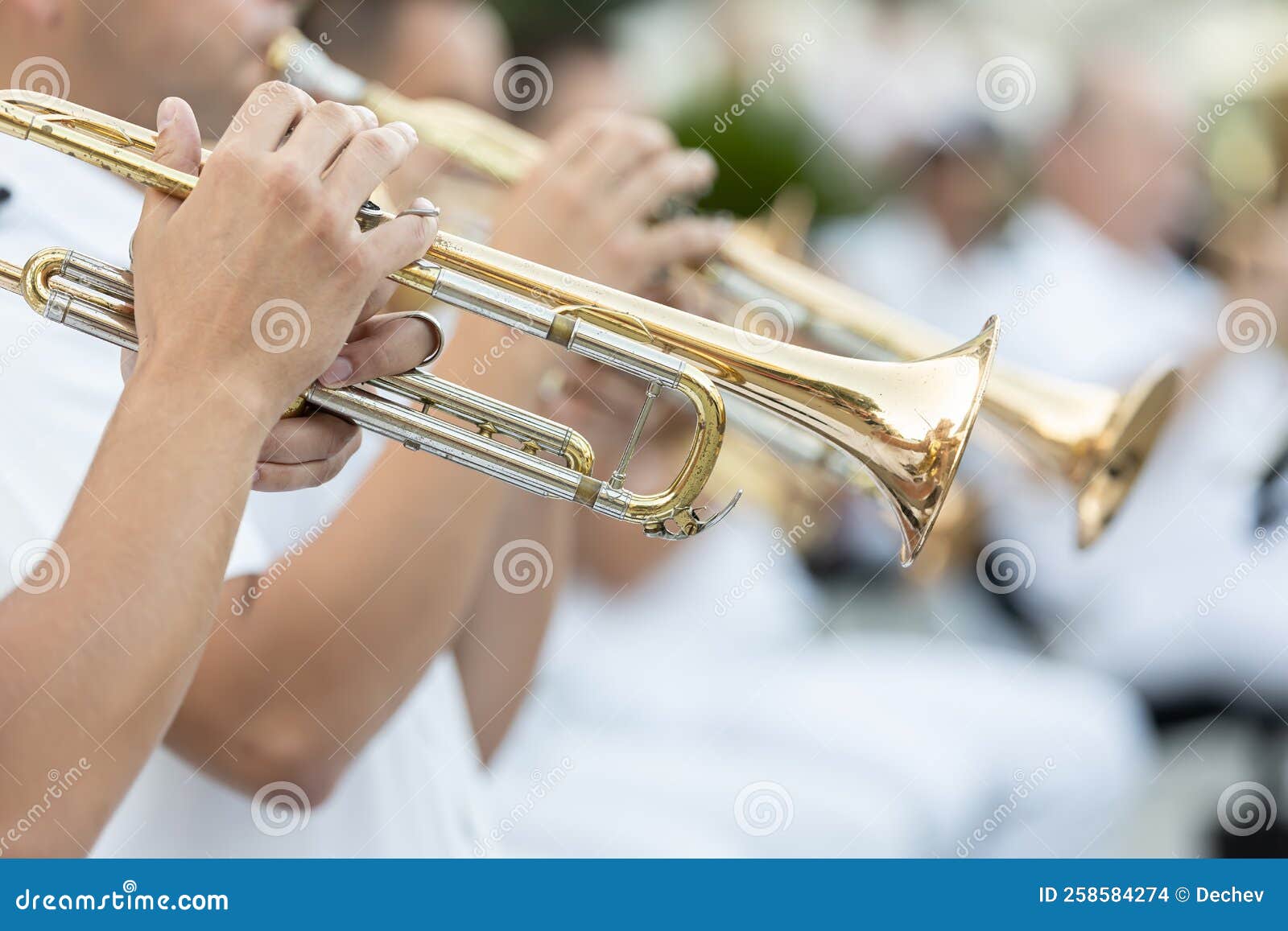 Musicians are Playing on Trumpets Stock Photo Image of hand, music