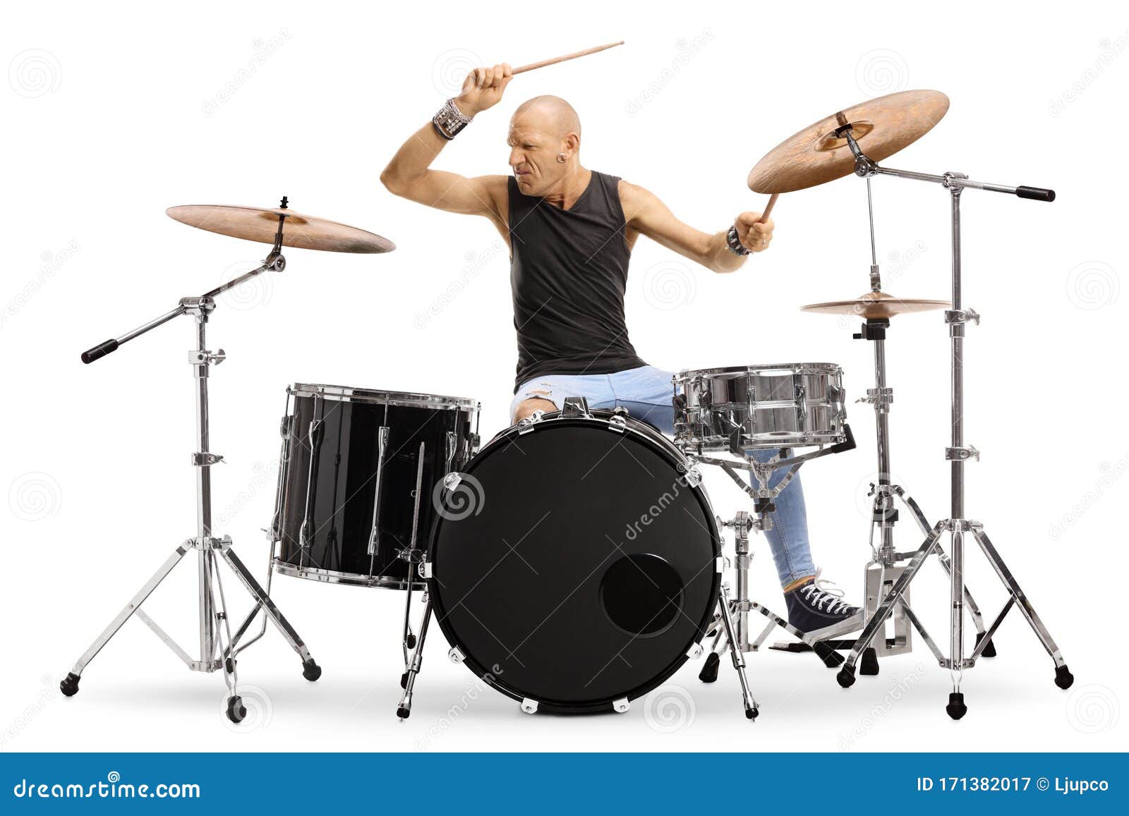 Image of Portrait d'un homme adulte jouant de la batterie