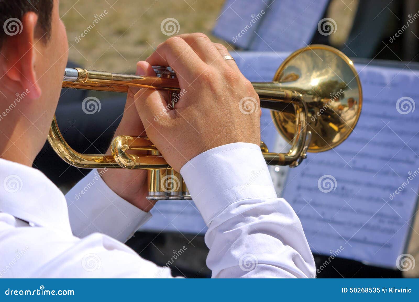 Musicista Che Gioca Sulla Tromba Immagine Stock Immagine di artista, strumento 50268535