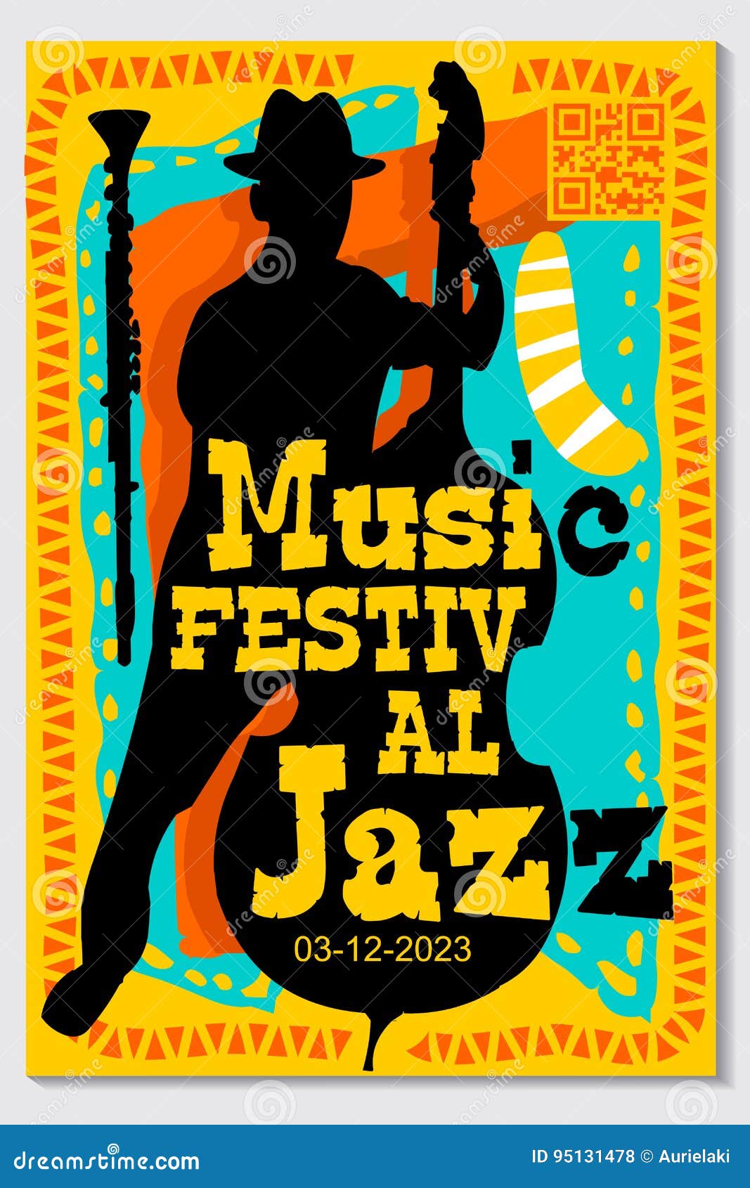 Musik-Festival-Plakat-Design-Vektor Jazz Instrument Vektor Abbildung -  Illustration von fahne, graphiken: 95131478