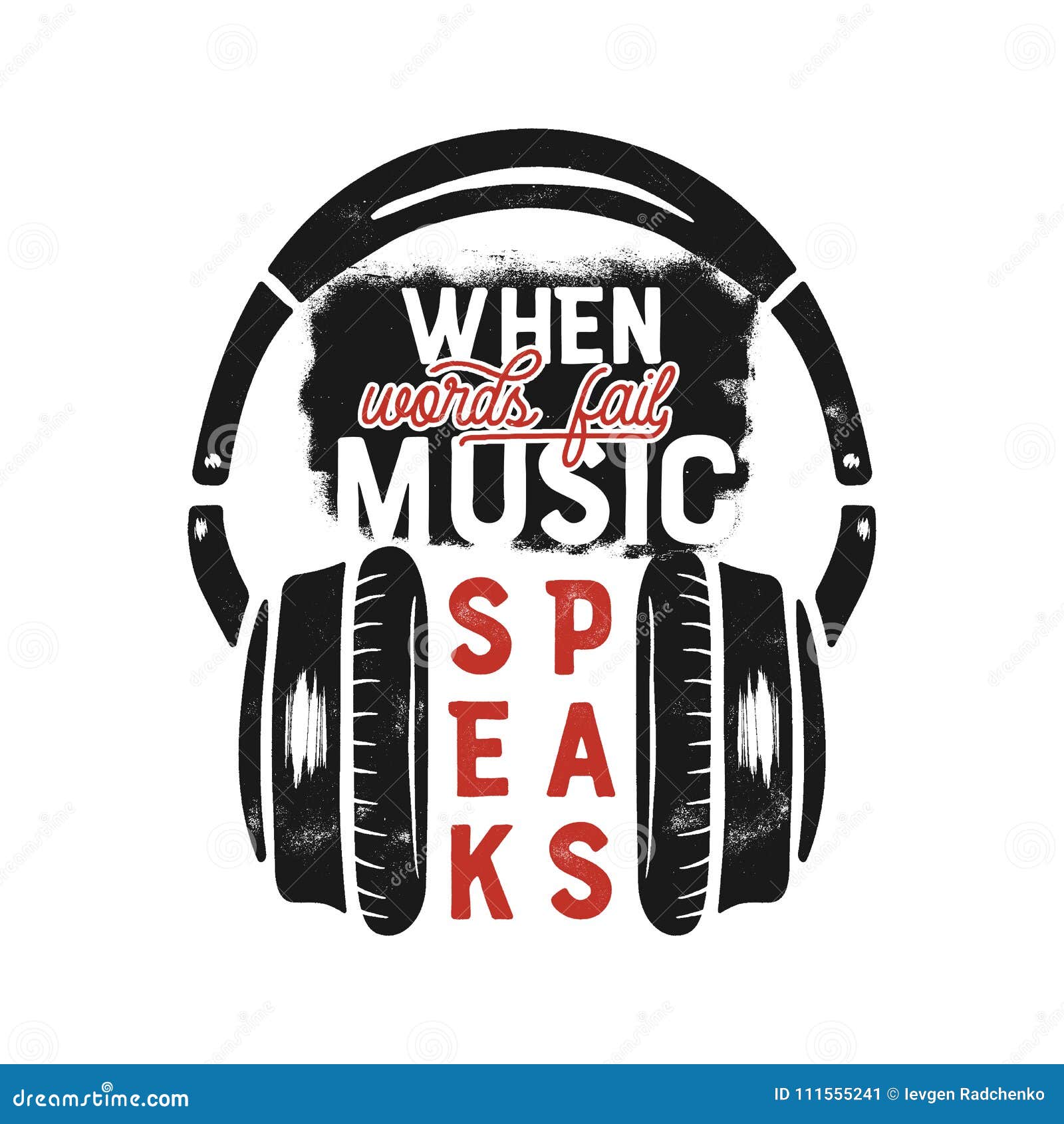 Musikt Stuck Grafikdesign Plakat Inspirierend Zitat Der Musik Kopfhorer T Shirt Druckdesign Weinlese Hand Gezeichnet Vektor Abbildung Illustration Von Auslegung Fashion