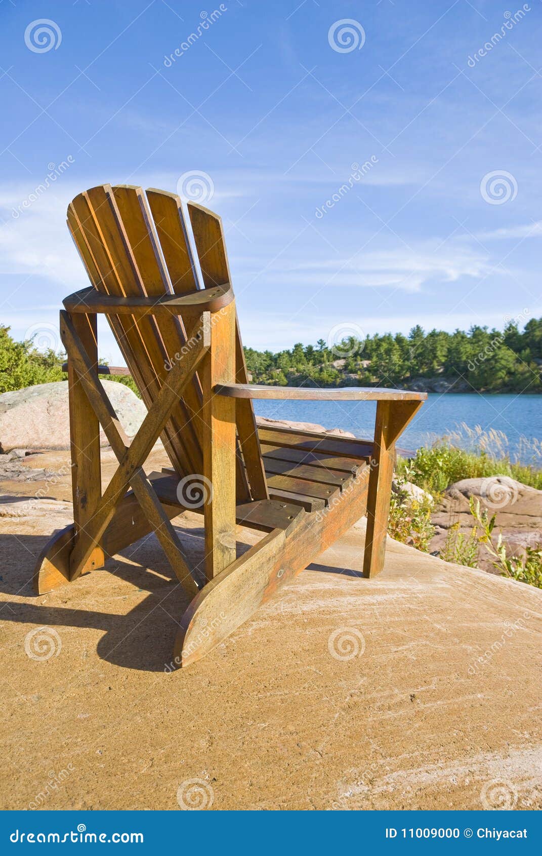 Muskoka Chair On A Big Rock Stock Photo Image Of Nature
