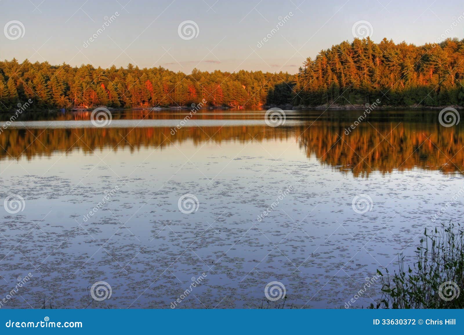 muskoka lake at sunset