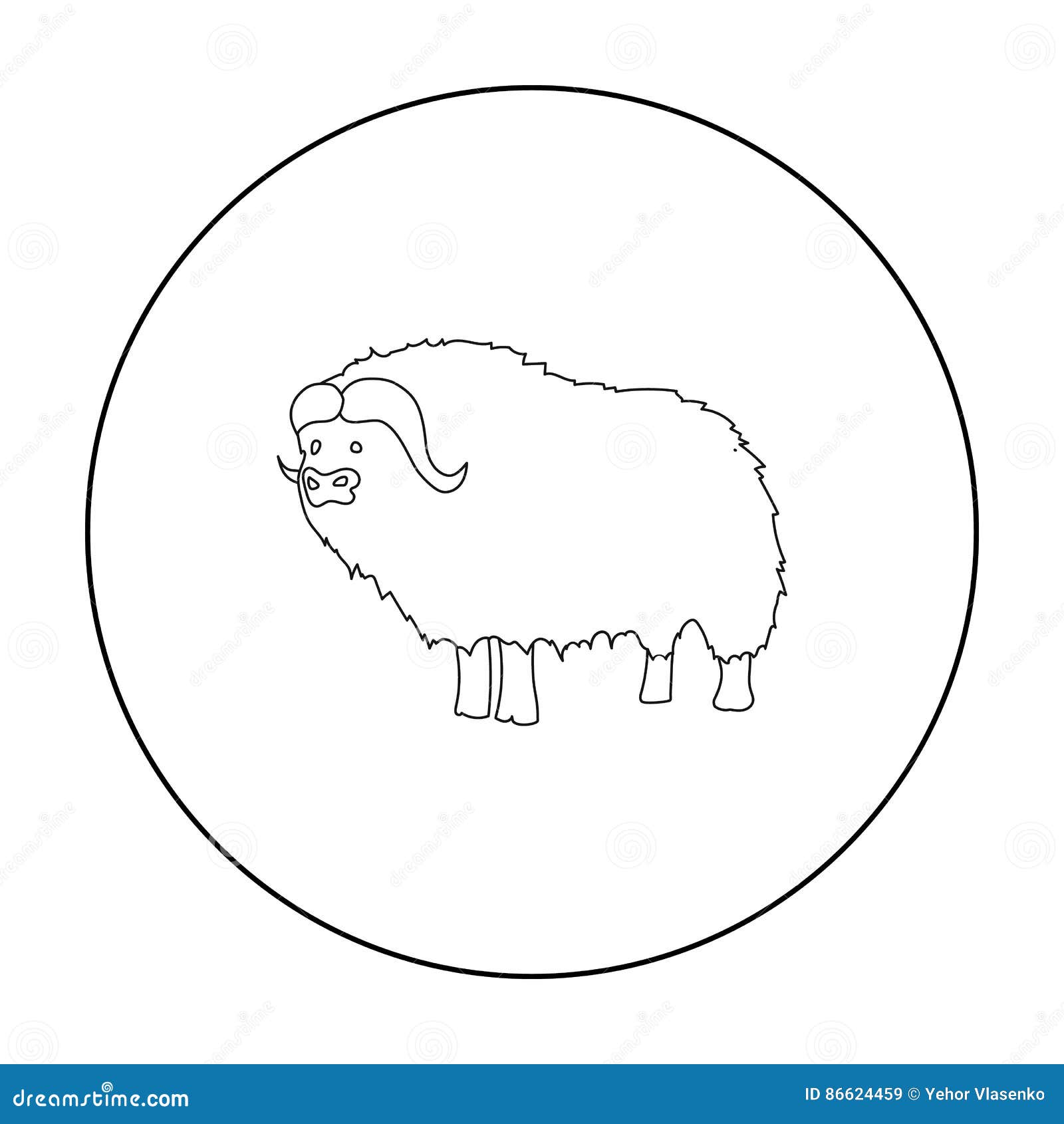 Muskox of Stone Age Icon in Outline Style Isolated on White Background ...