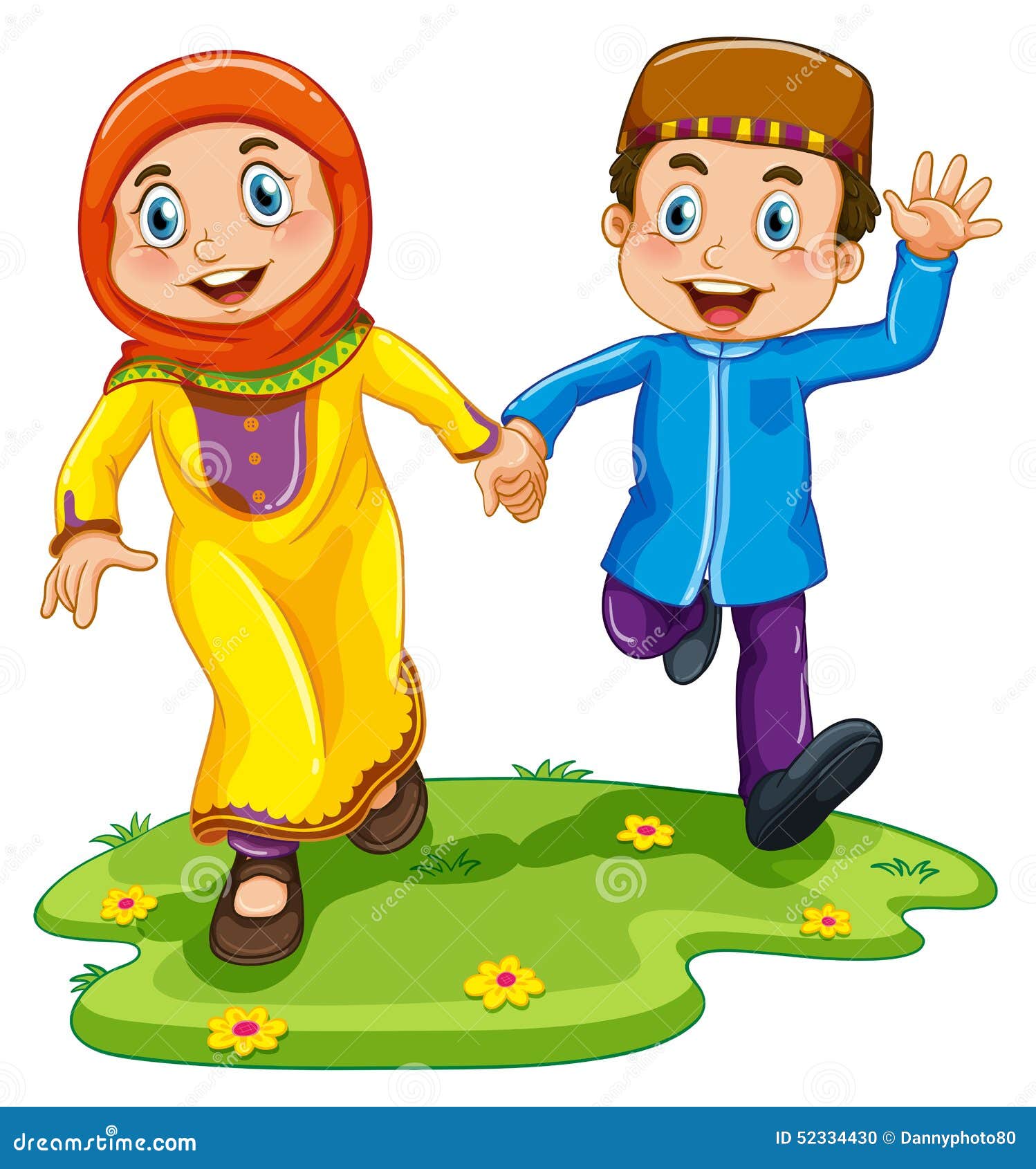 Muslim Boy And Girl Stock Vector Image Of Muslim Peace 52334430