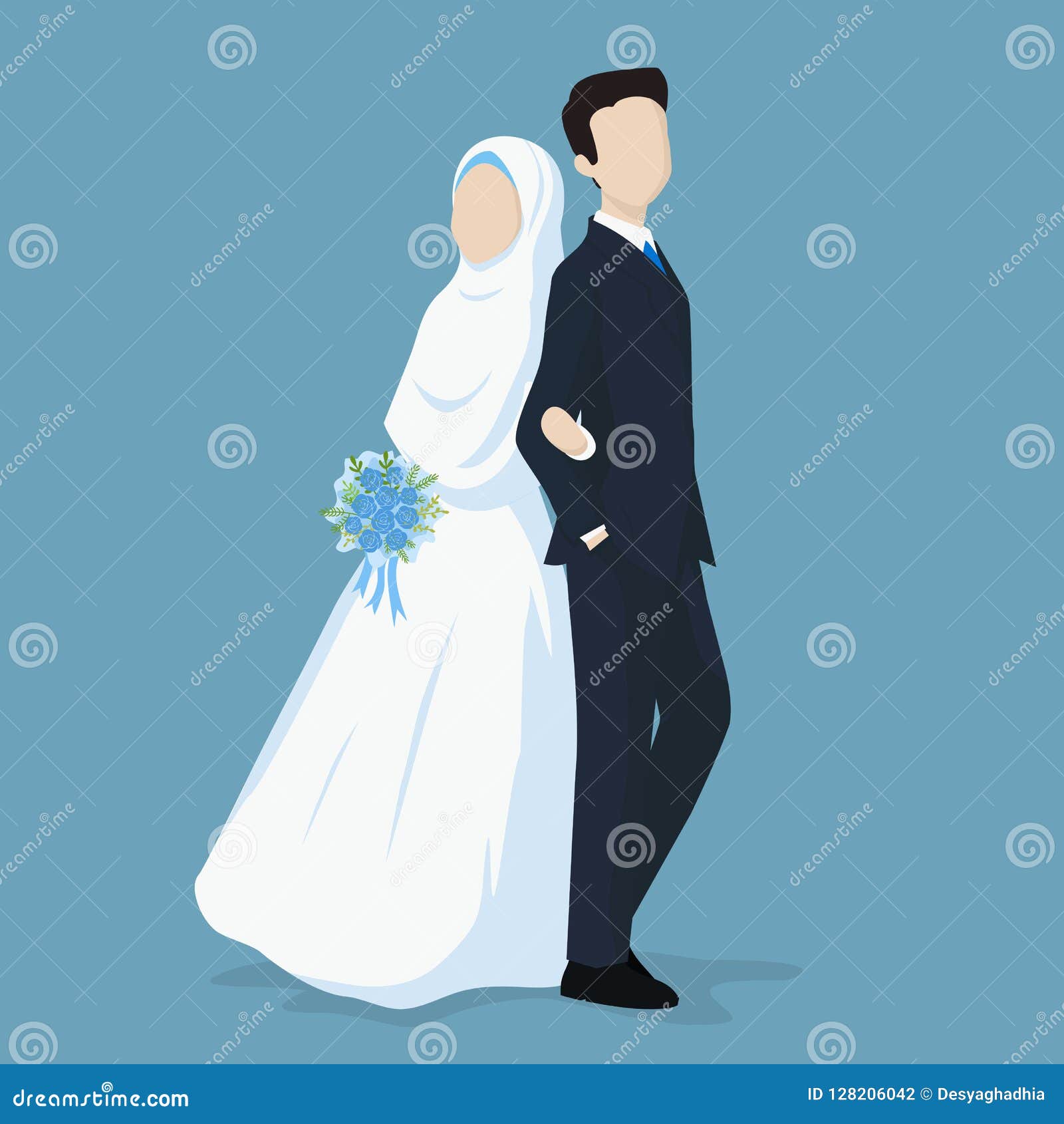 Muslim Bride and Groom Vector Cartoon Illustration. Stock Vector -  Illustration of design, cartoon: 128206042