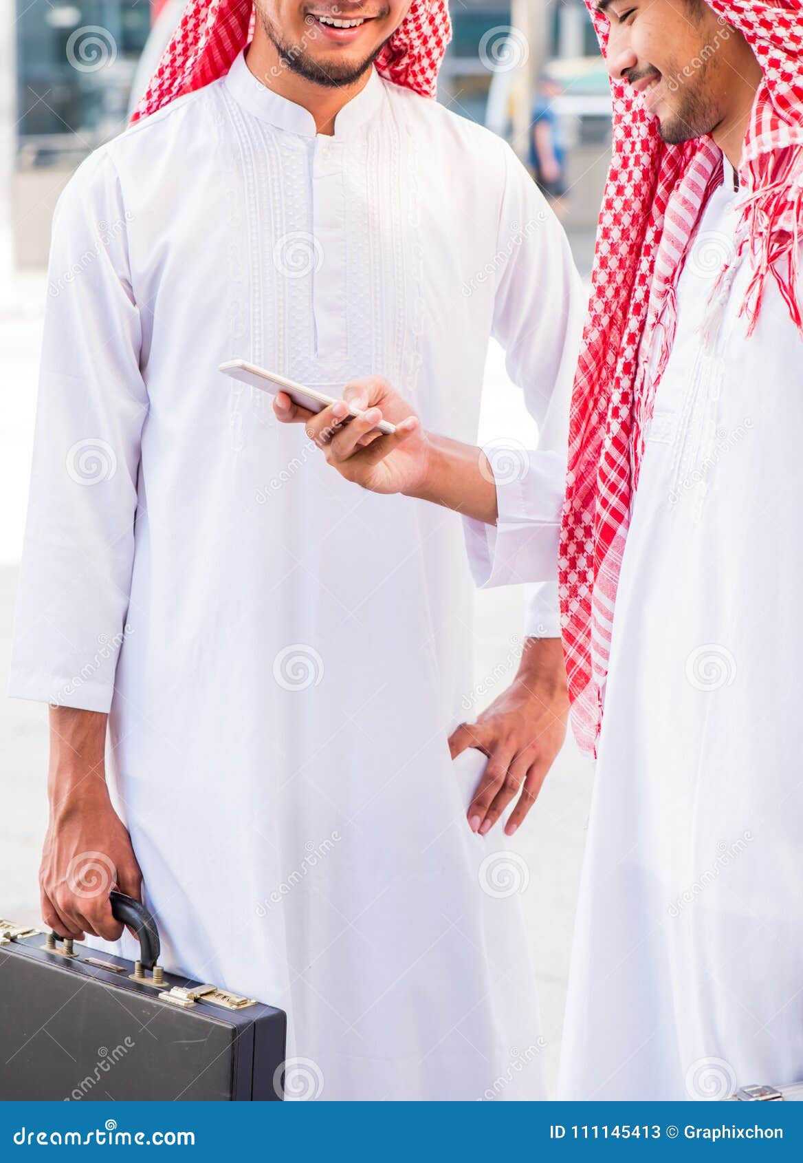 Muslim Businessman Working on Mobile Stock Image - Image of investiture ...