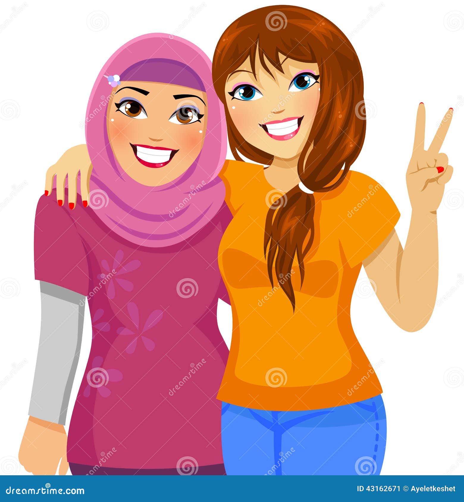 Muslim And Caucasian Friends Stock Vector - Image: 43162671