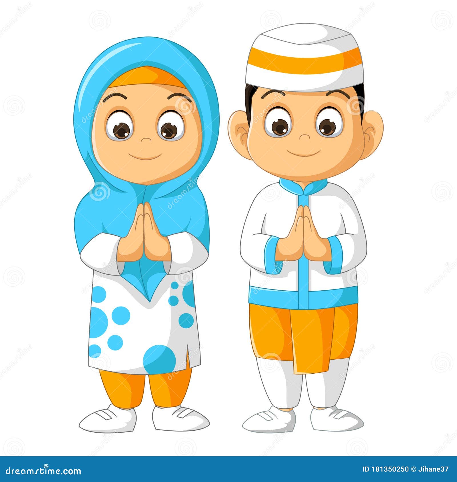 Muslim Couple Kids Cartoon Isolated Stock Illustration - Illustration of  gradient, graphic: 181350250