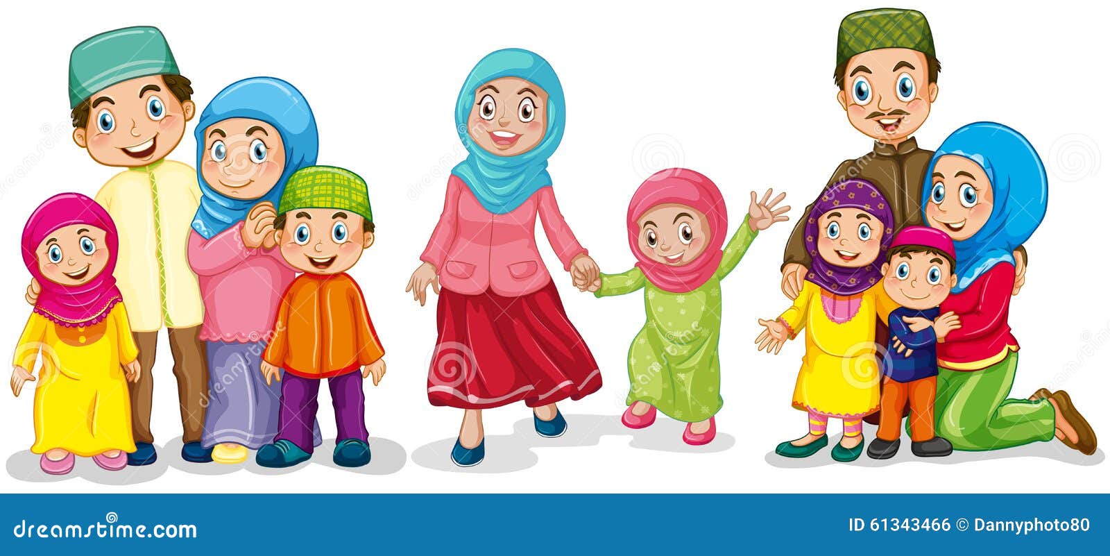 Stock Illustration Muslim Families Looking Happy Illustration Image61343466