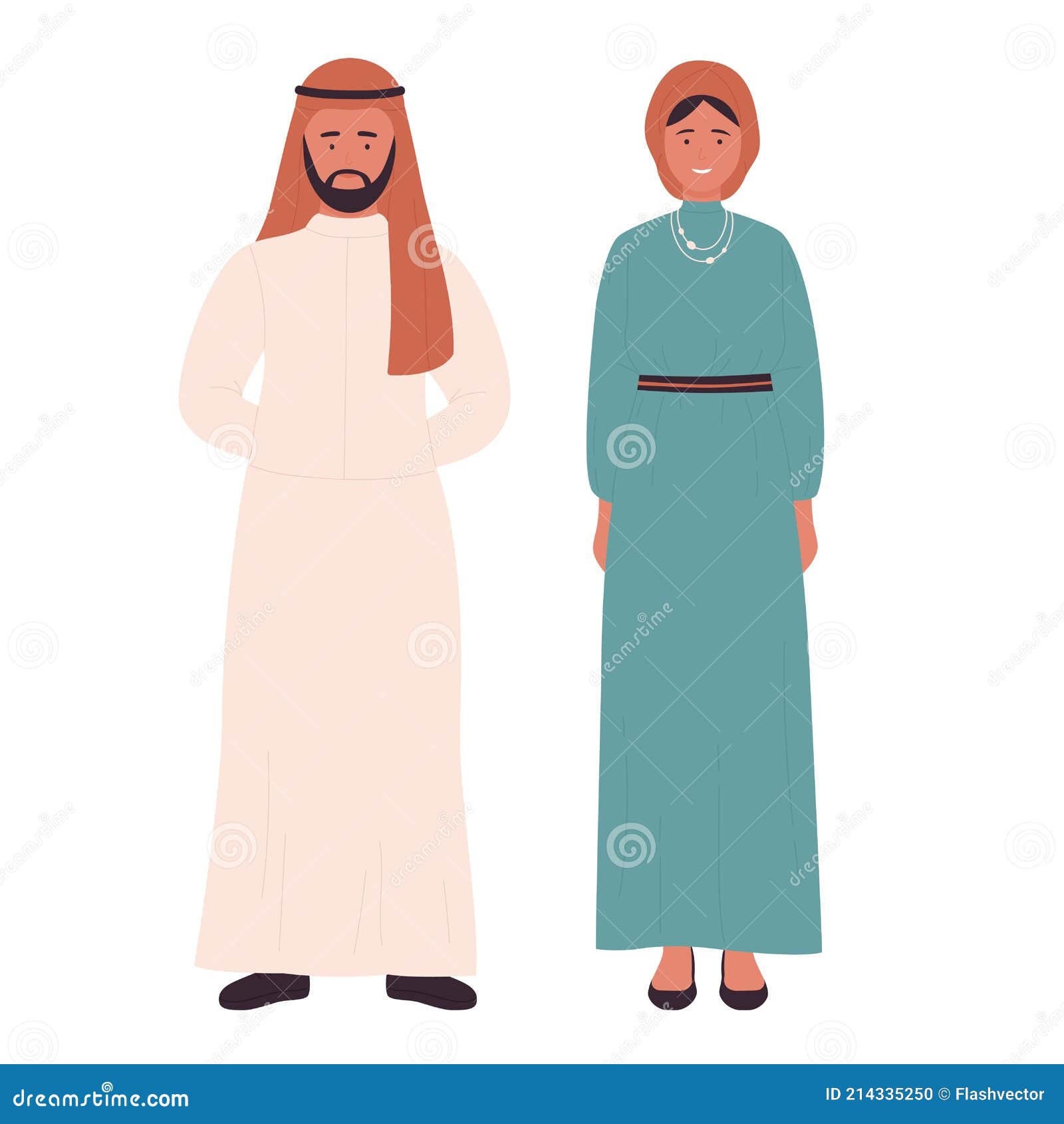 Muslim Family or Couple People, Arabian Young Husband and Wife Standing  Together Stock Vector - Illustration of adult, attractive: 214335250