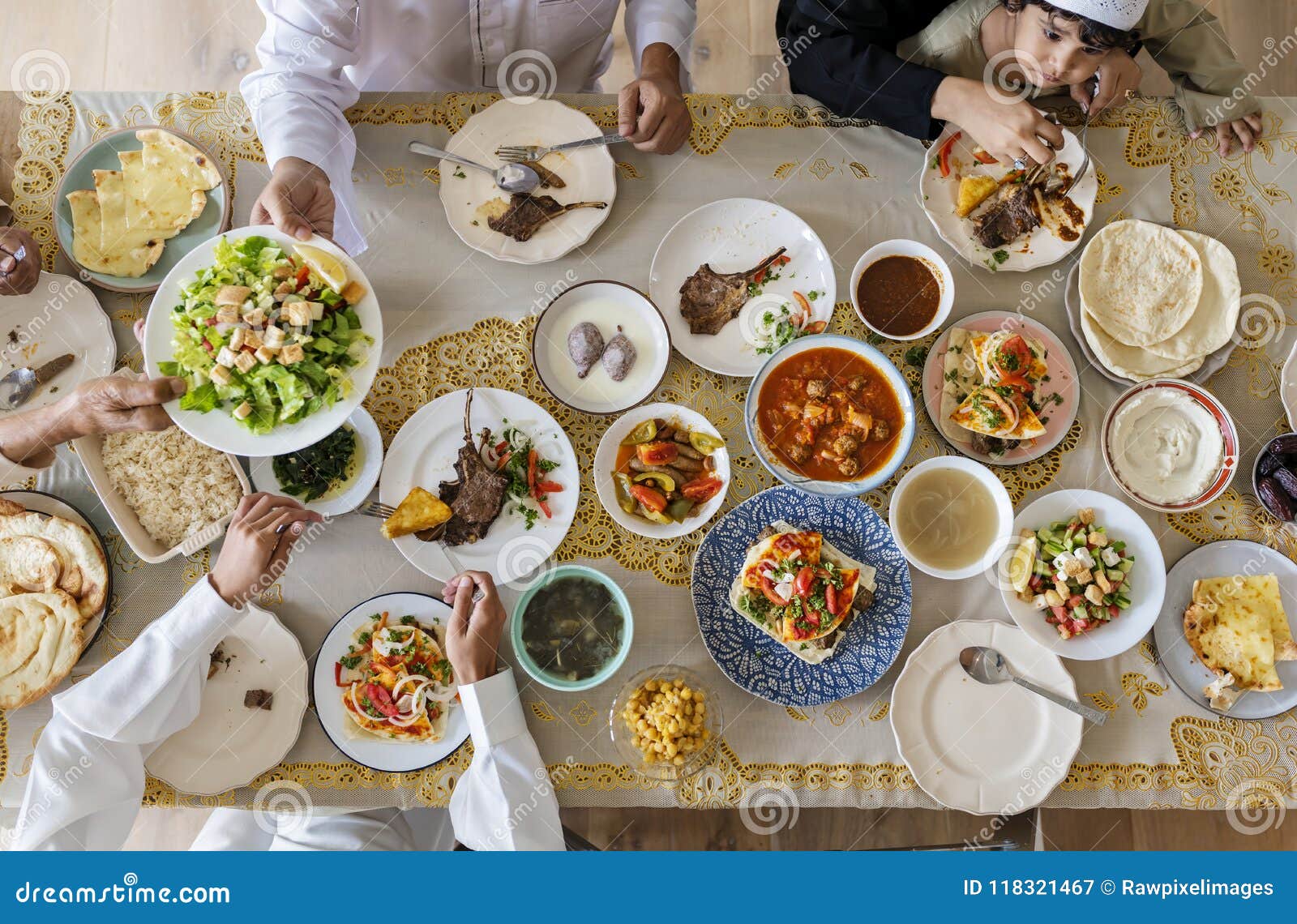 muslim family having a ramadan feast