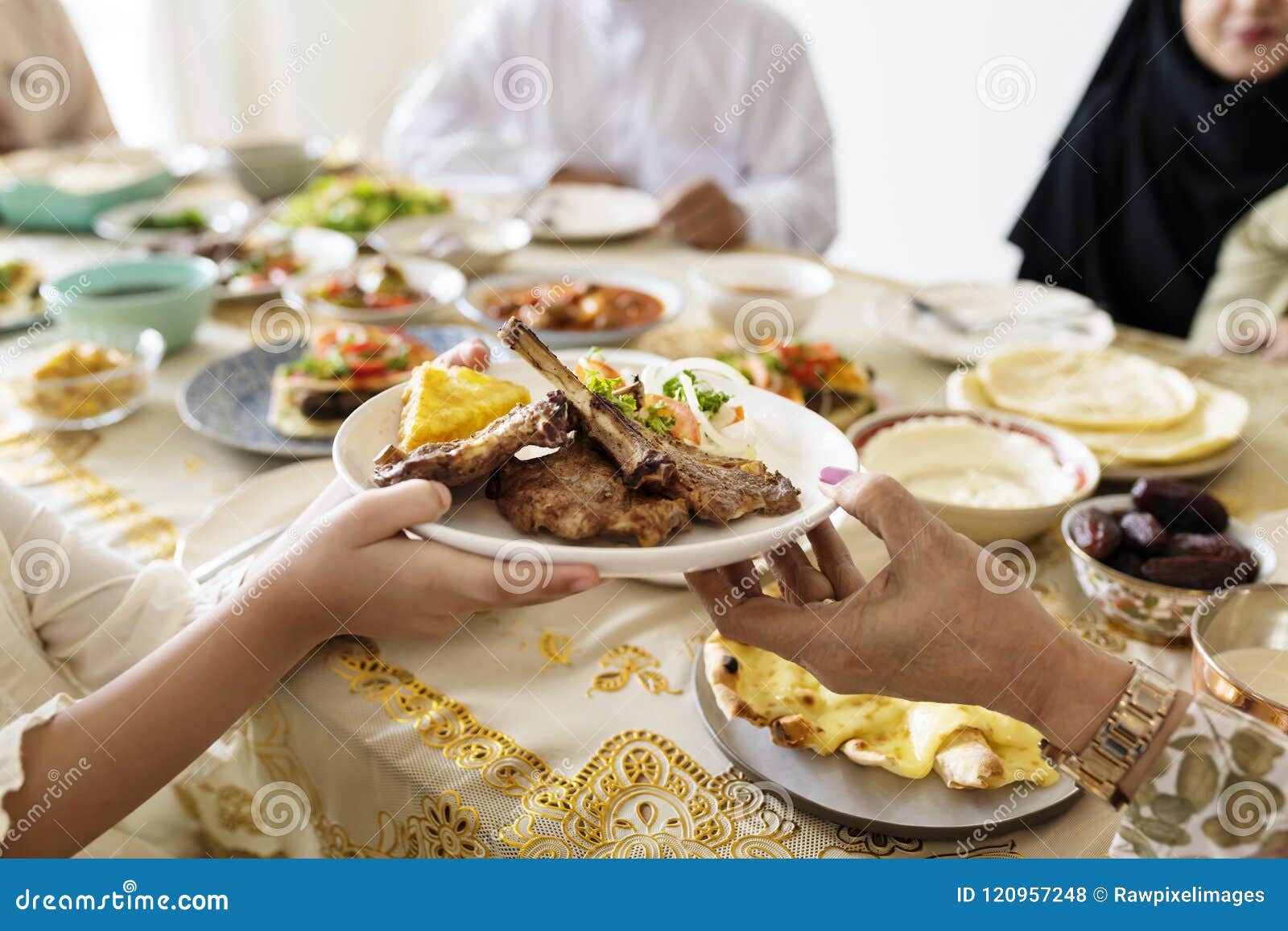 muslim family having a ramadan feast