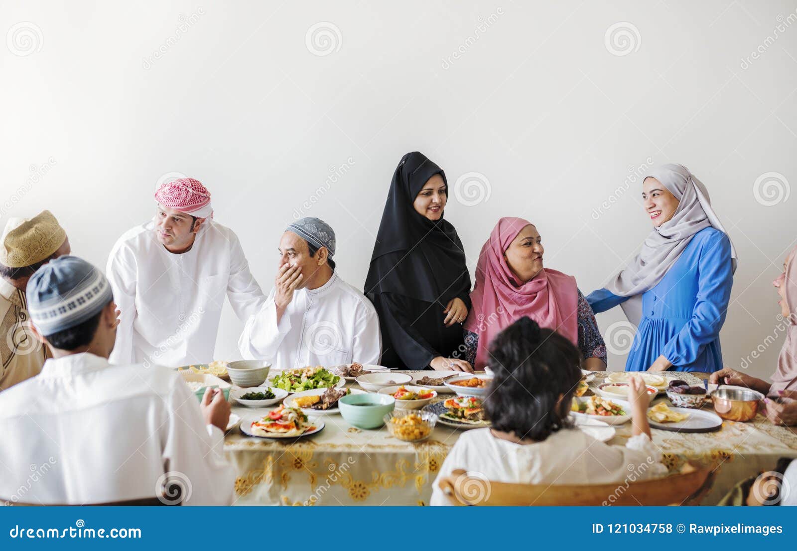 muslim family having a ramadan feast