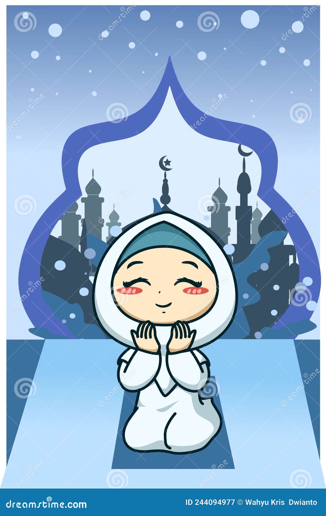 Muslim Girl Praying at Ramadan Kareem Cartoon Illustration Stock Vector -  Illustration of arabic, pray: 244094977