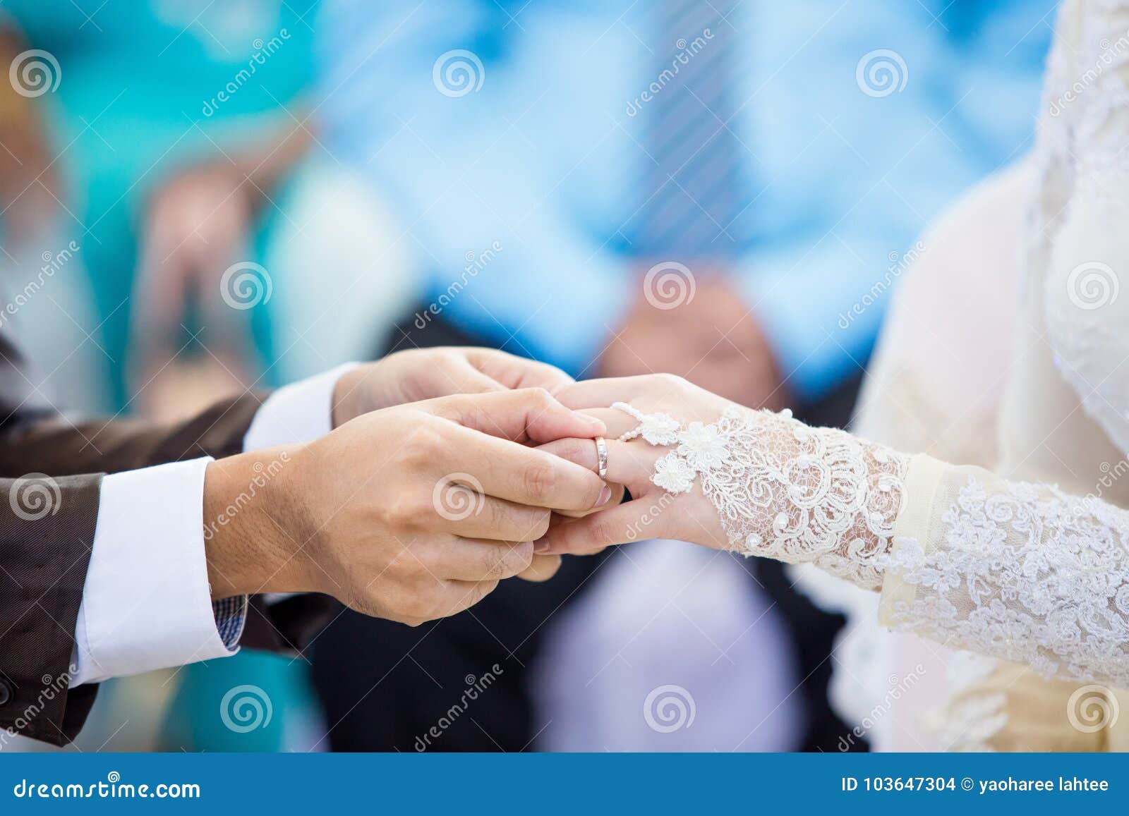 Muslim Groom Wears the Ring Bride Stock Photo Image of girl, family 103647304