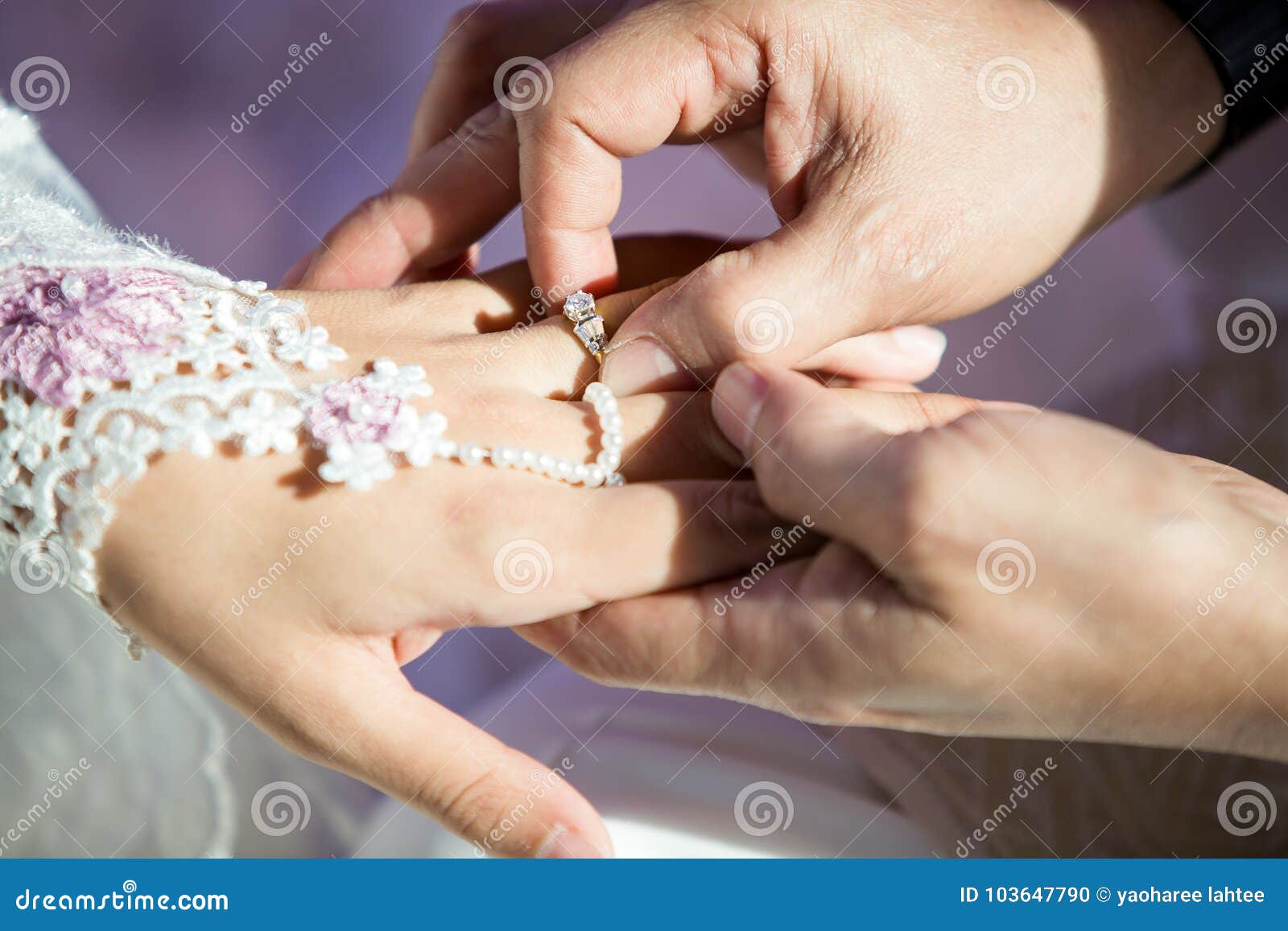 Muslim Groom Wears the Ring Bride Stock Photo Image of dress, culture 103647790