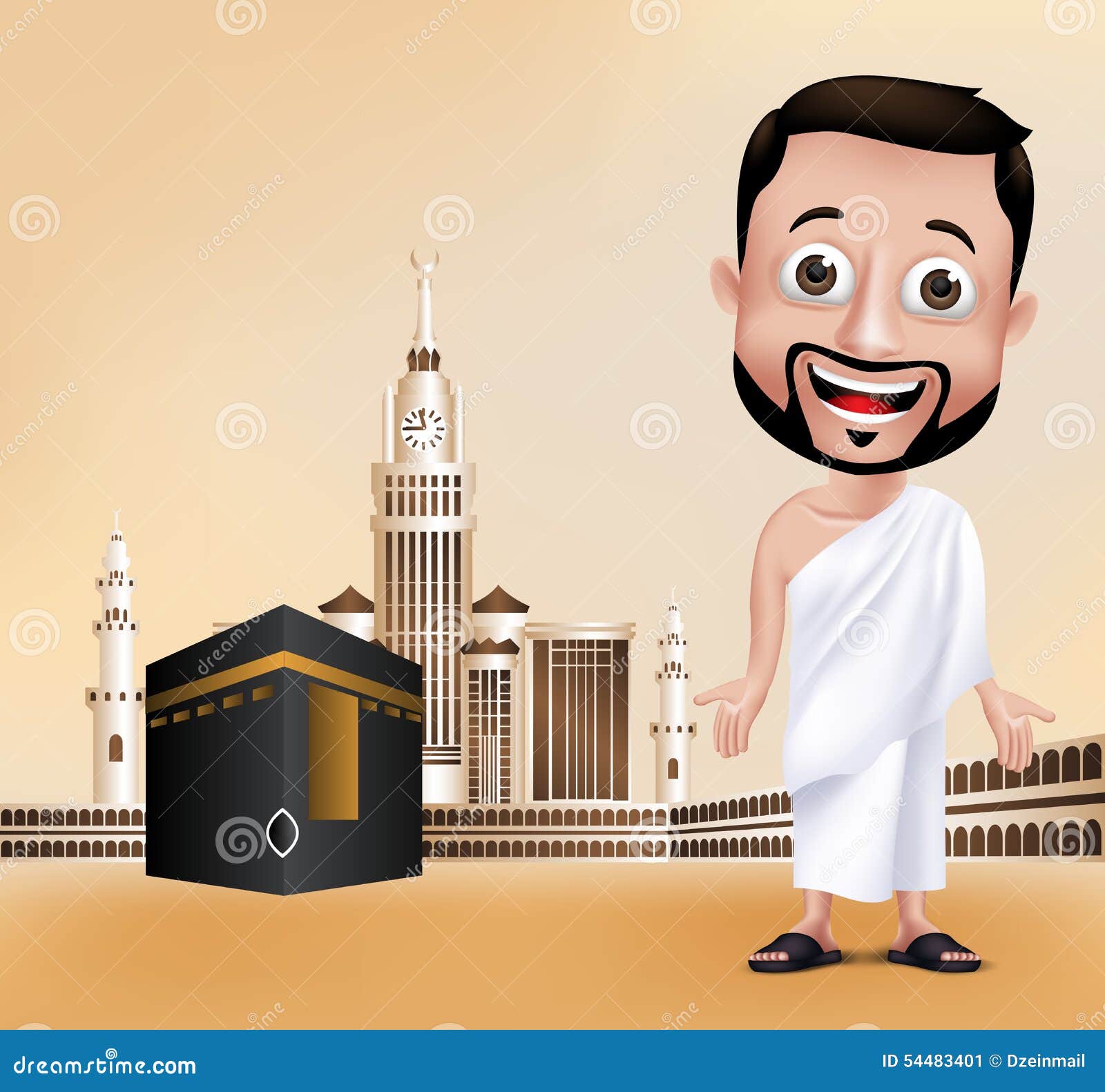 muslim man character performing hajj or umrah