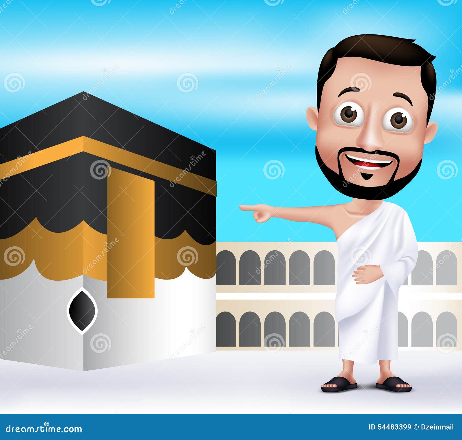 muslim man character performing hajj or umrah