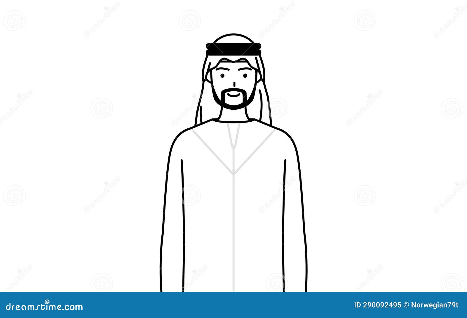 Muslim Man with a Smile Facing Forward Stock Illustration