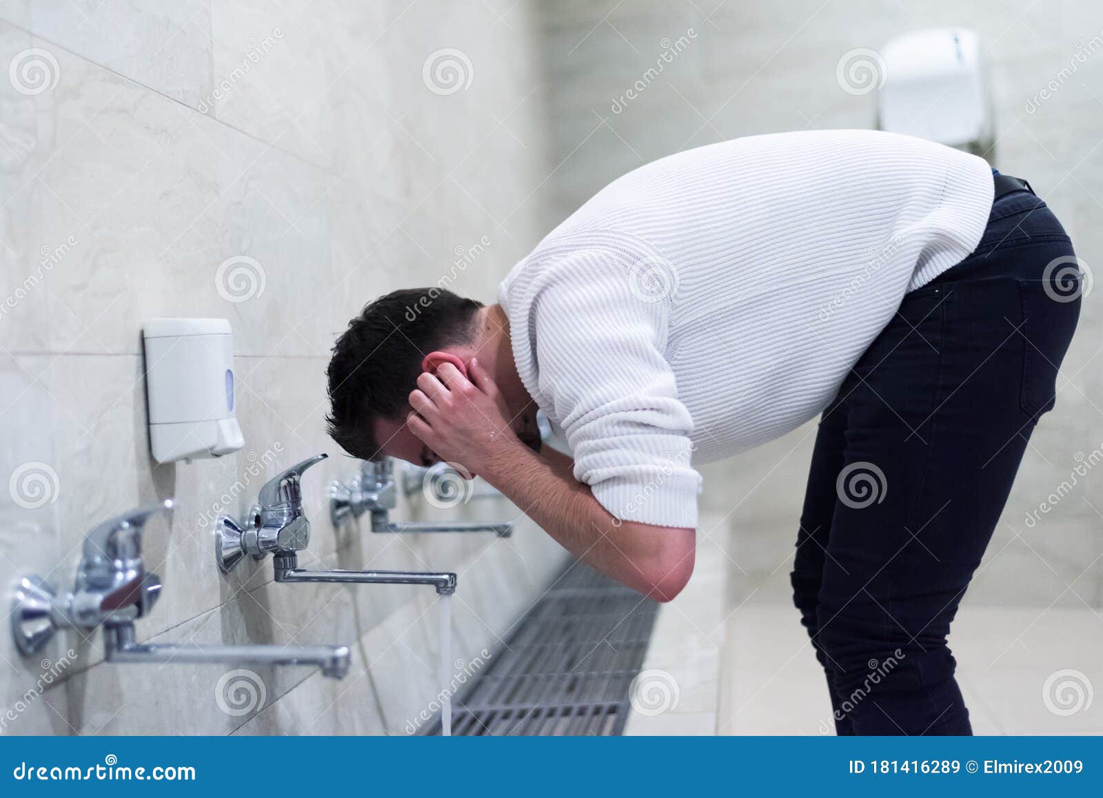 Muslim Man Taking Ablution  For Prayer Islamic  Religious 