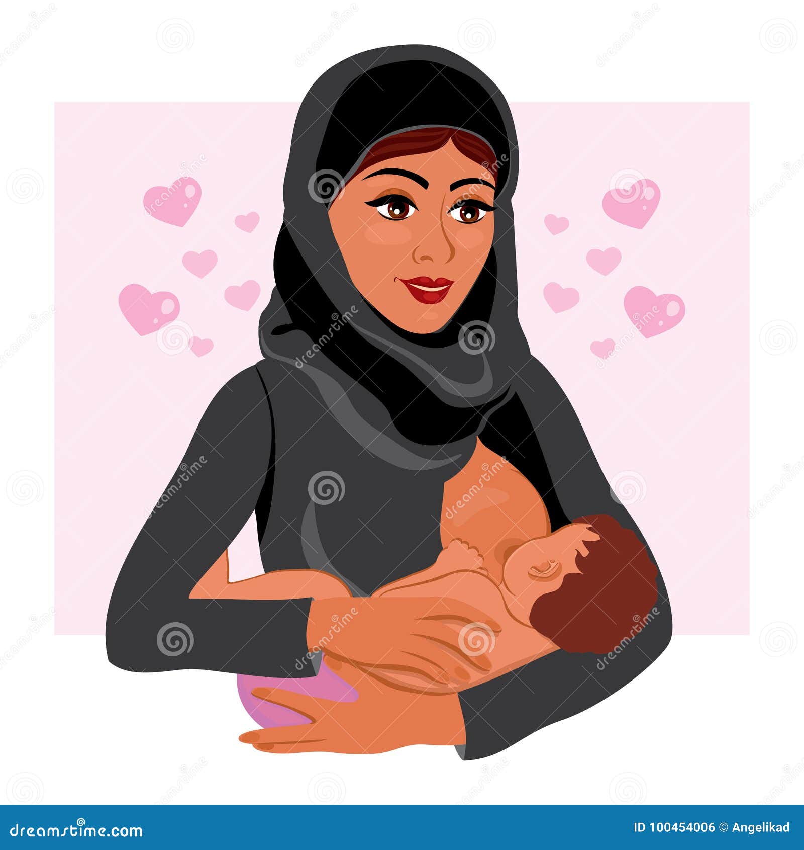 Muslim Mother Baby Stock Illustrations image