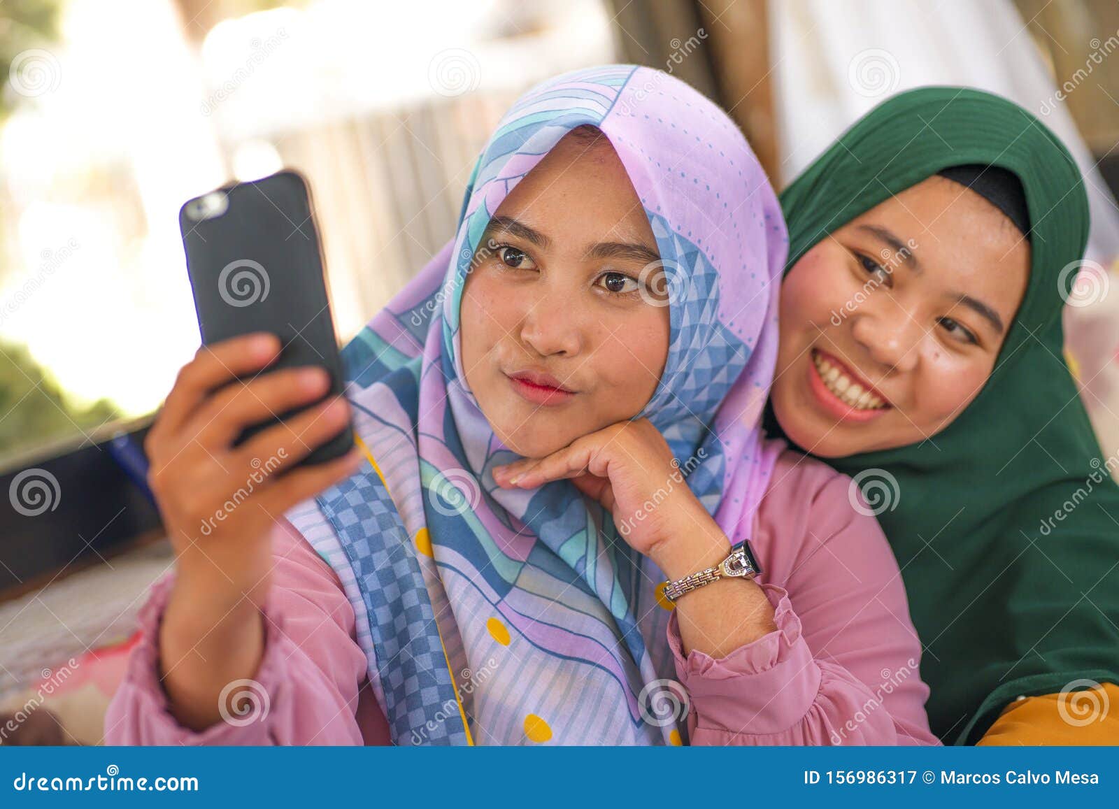 Muslim Teenager Student Girlfriends Selfie - Pretty Asian ...