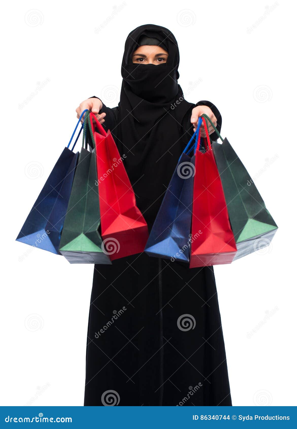 Muslim Woman In Hijab With Shopping Bags Royalty-Free 