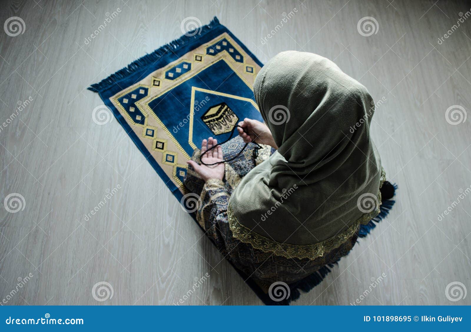 Muslim Woman Praying for Allah Muslim God at Room Near Window ...
