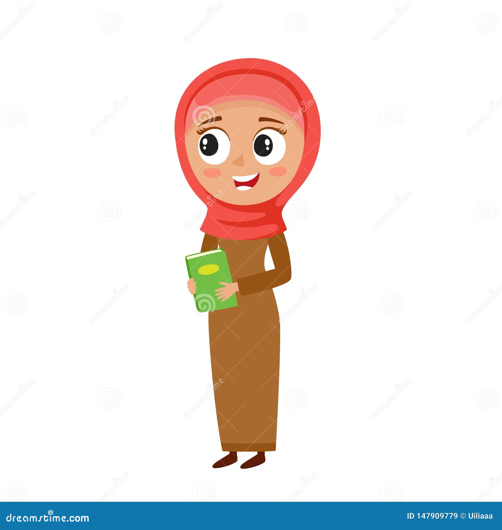 Muslim Woman in Red Hijab in Cartoon Style Isolated on White. Stock Vector  - Illustration of business, arabic: 147909779
