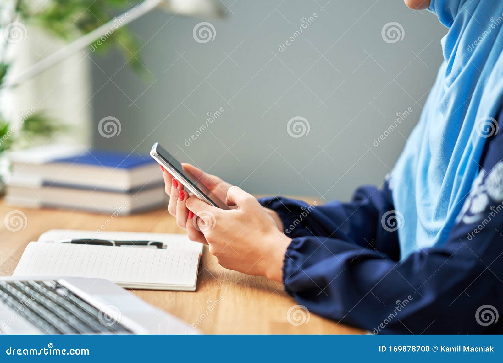 Muslim Adult Woman Using Smartphone Stock Photo - Image of phone ...