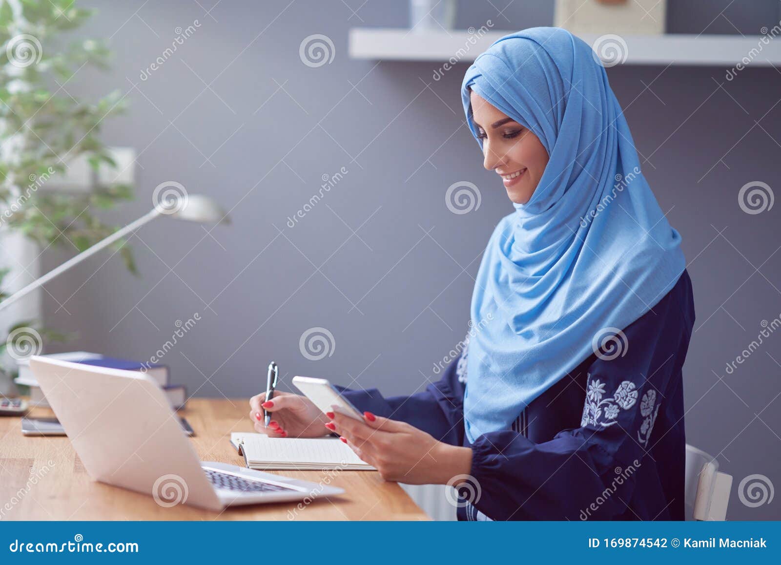 Muslim Adult Woman Using Smartphone Stock Photo - Image of phone ...