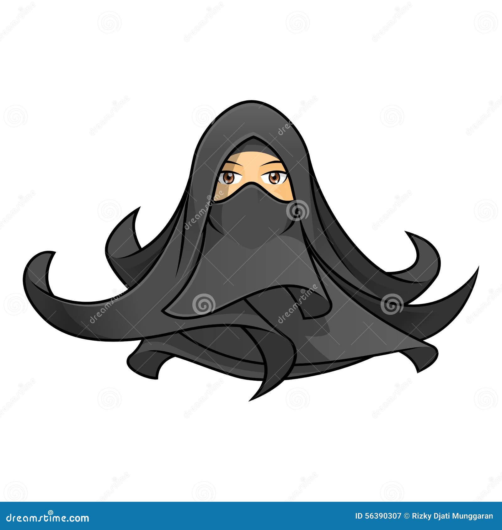 Muslim Woman Wearing A Black Veil Stock Vector - Image 