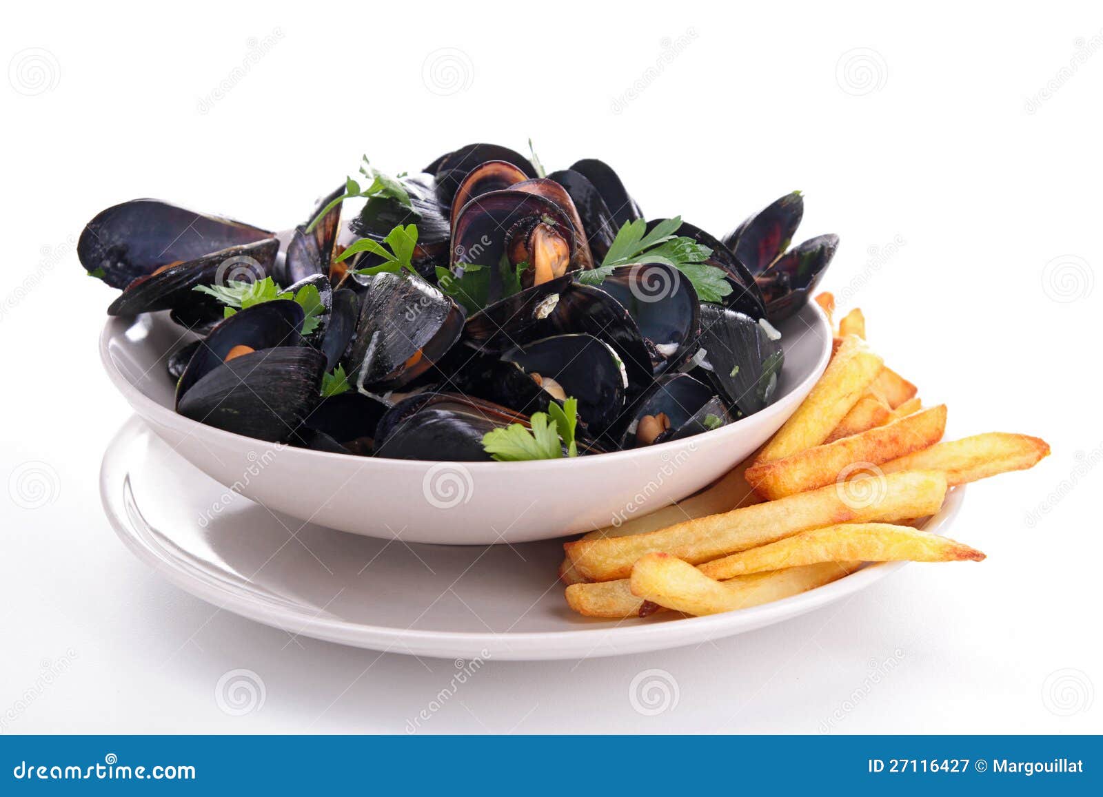 Mussel and french fries stock image. Image of seafood 27116427