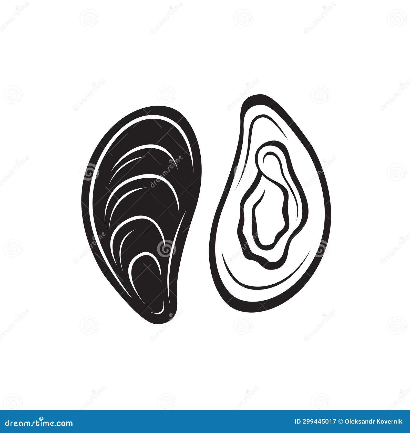 Mussel shell label stock illustration. Illustration of market 299445017