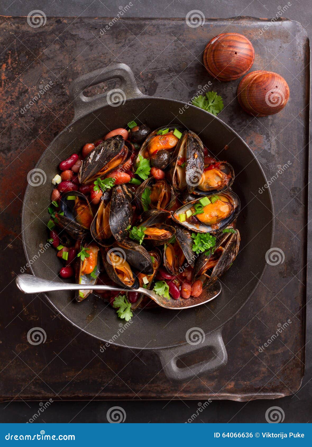 Mussels with Bean and Herbs Stock Photo Image of meal, dish 64066636