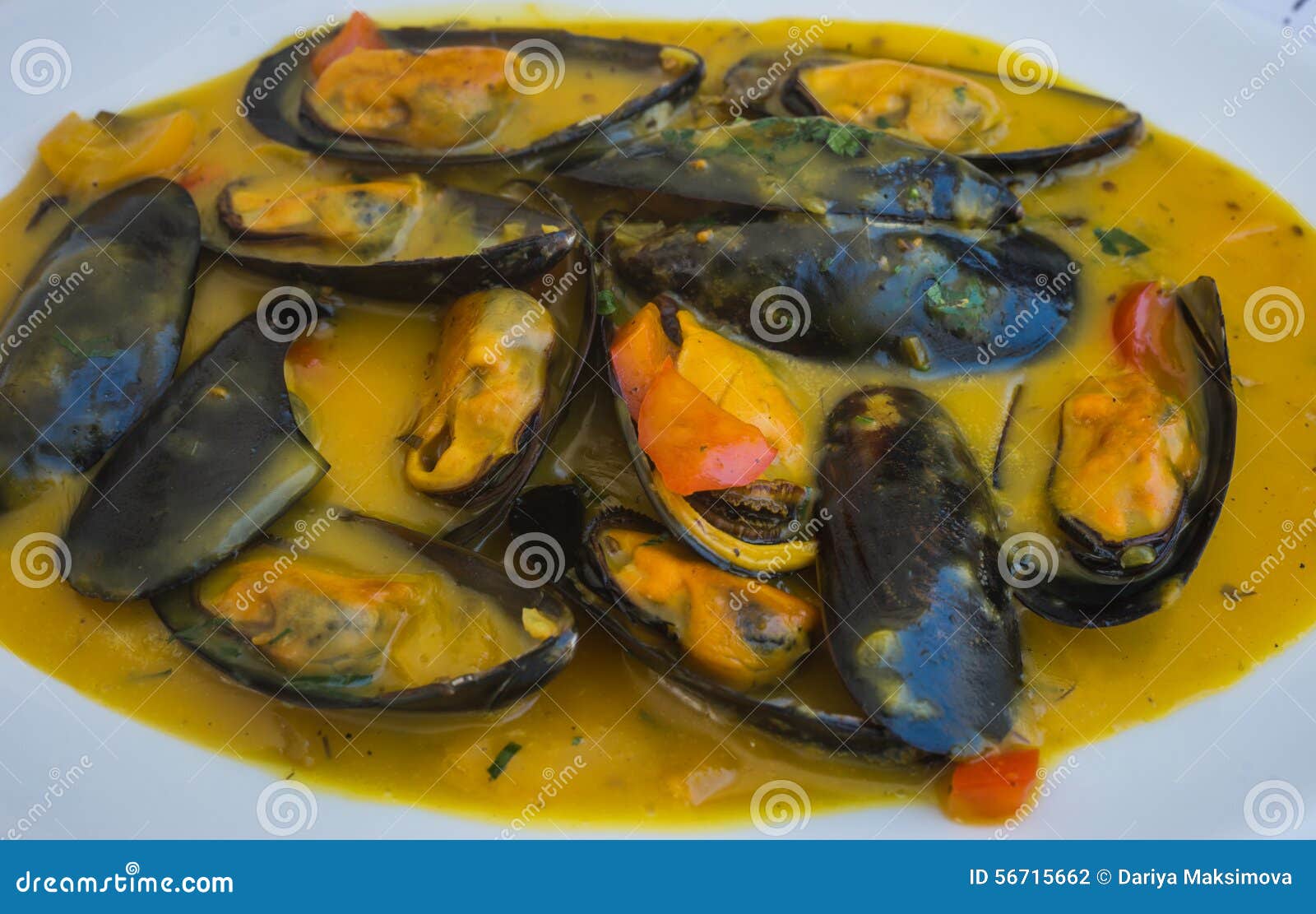 Mussels in Lemonmustard Sauce Stock Photo Image of fried, meal 56715662