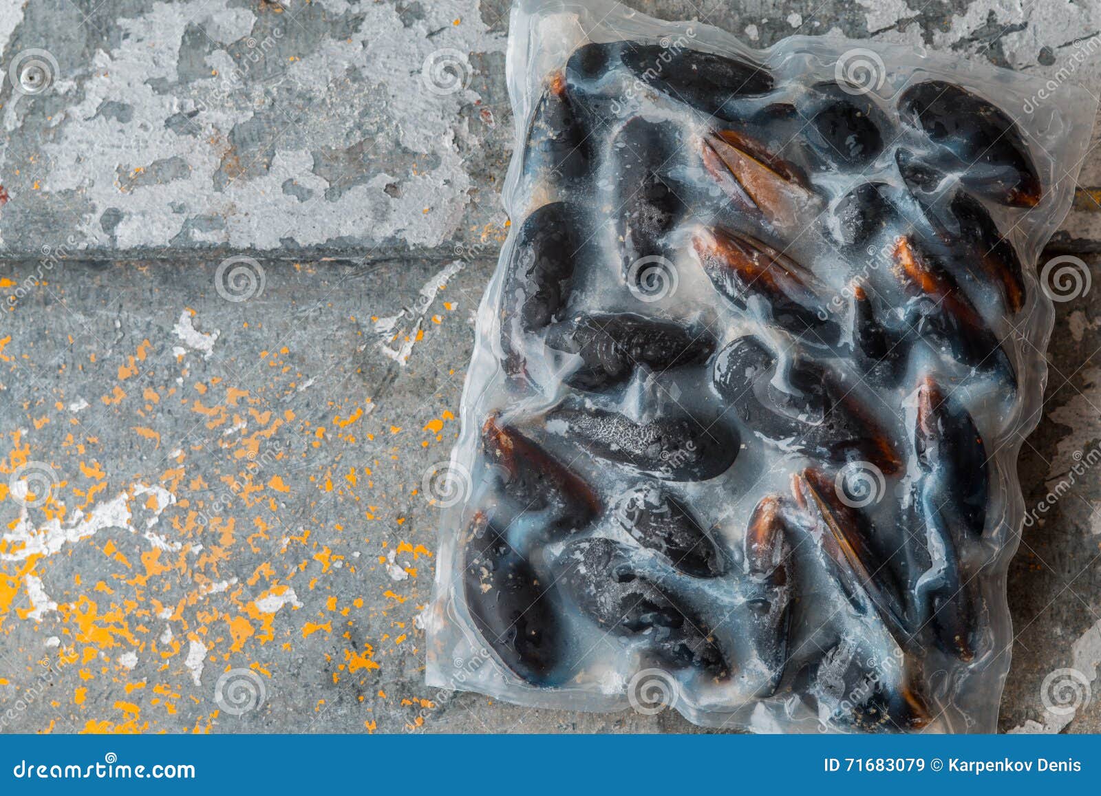 Mussels Vacuum Packed in an Old Metal Stock Image Image of frozen