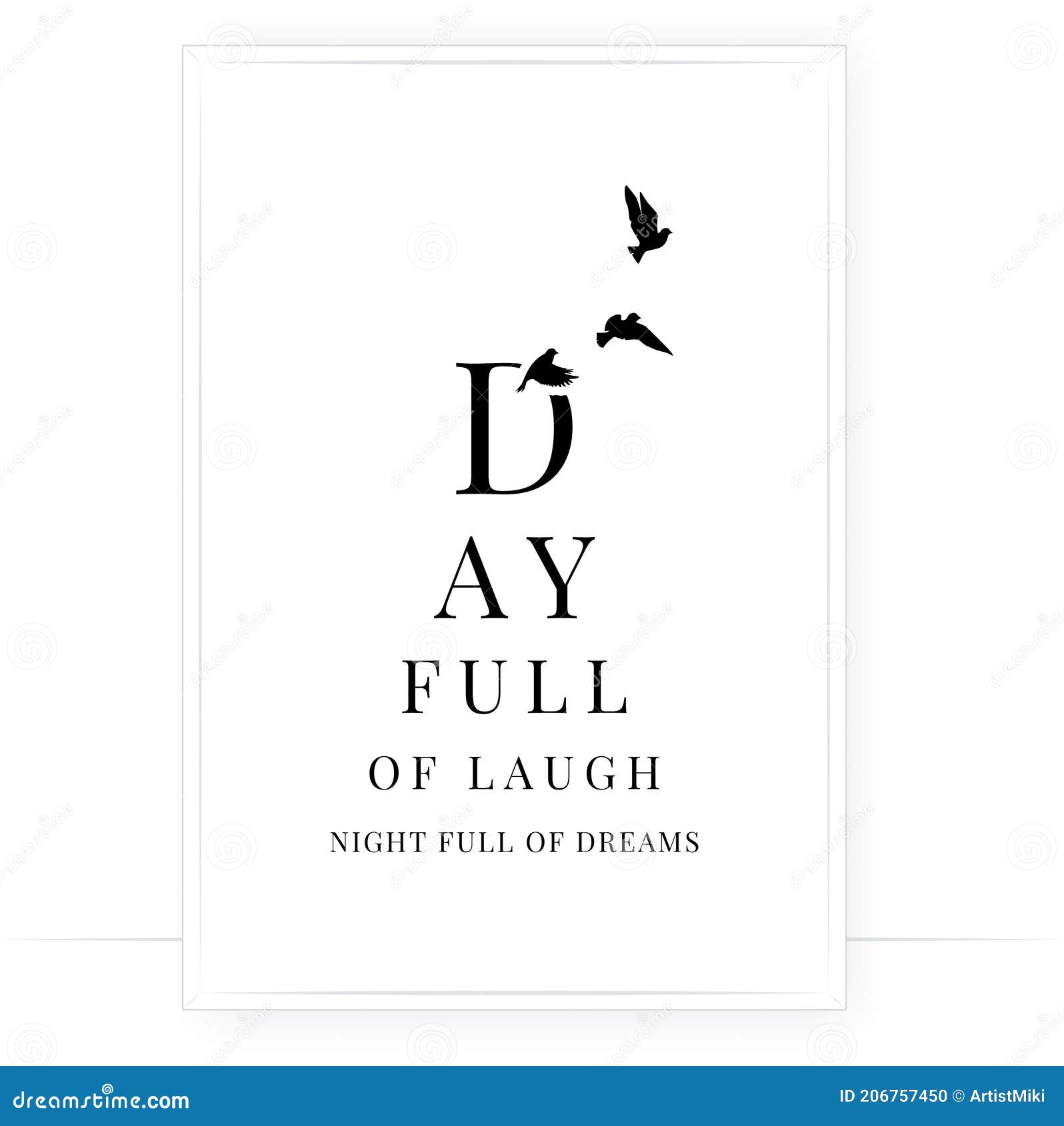 day full of laugh, nights full of dreams, . motivational, inspirational life quotes. minimalist modern poster 