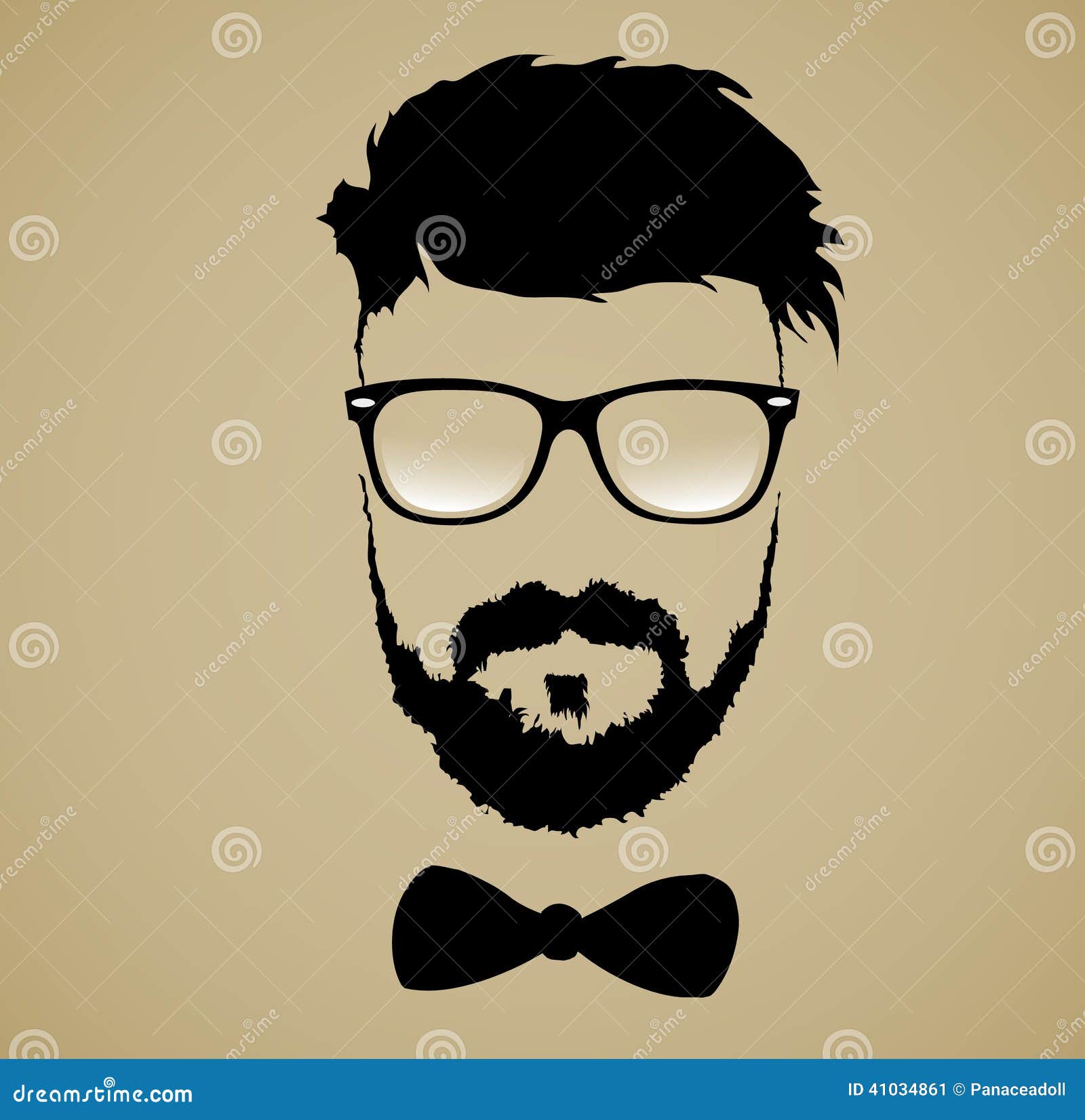 Mustache Beard Glasses Hairstyle Stock Vector - Image 