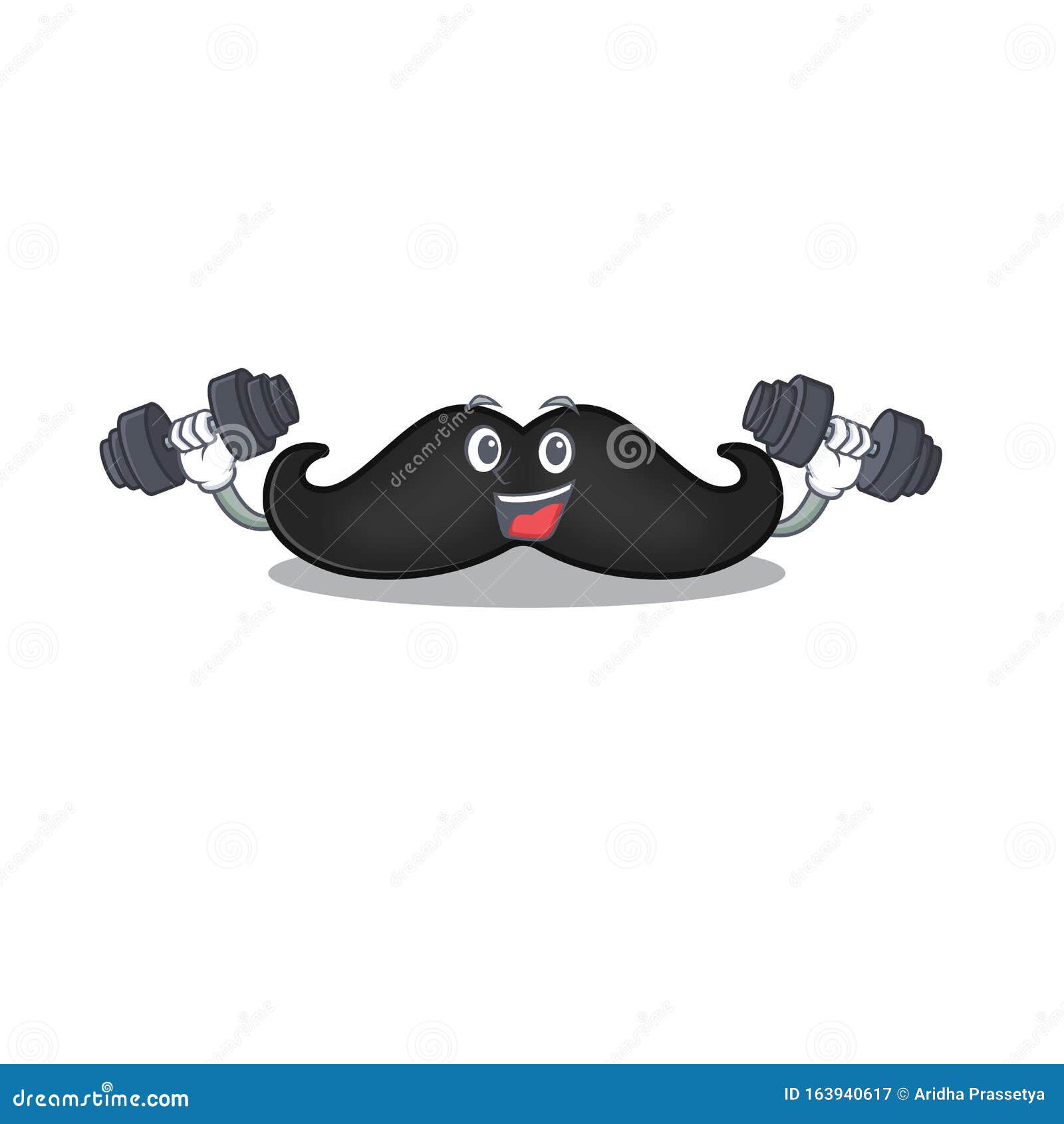 Mustache Character the on a Stylized with Bring Barbell Stock Vector