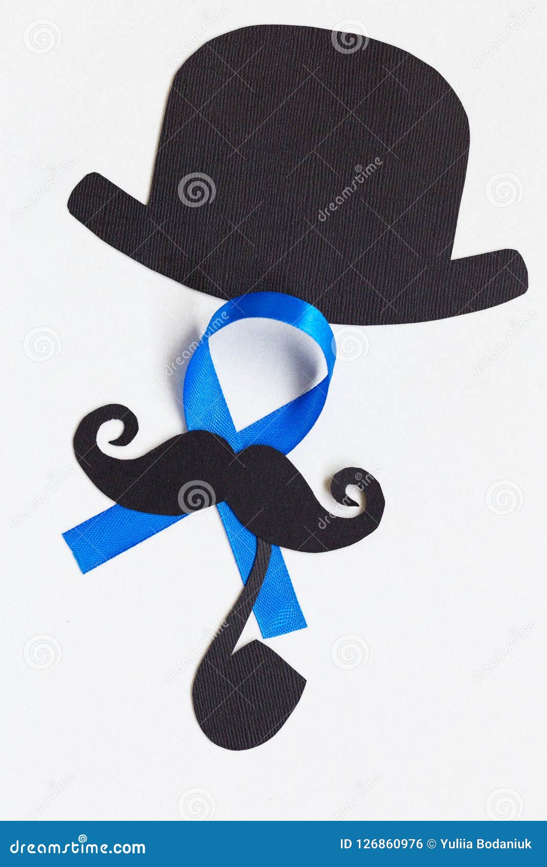 mustache pattern with blue ribbon . movember concept.