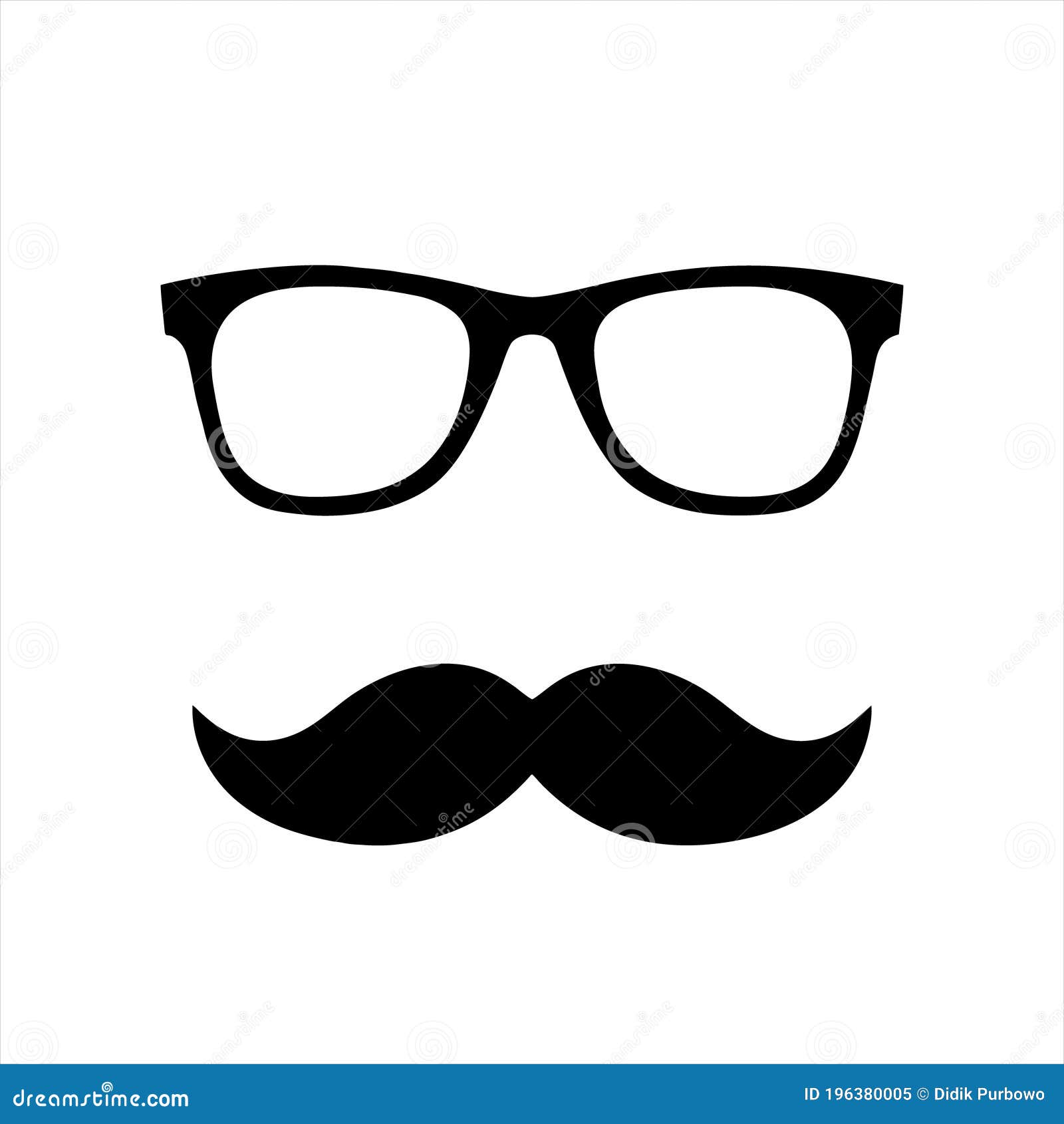 Flat Moustache Icon For Presentations Isolated On White Vector