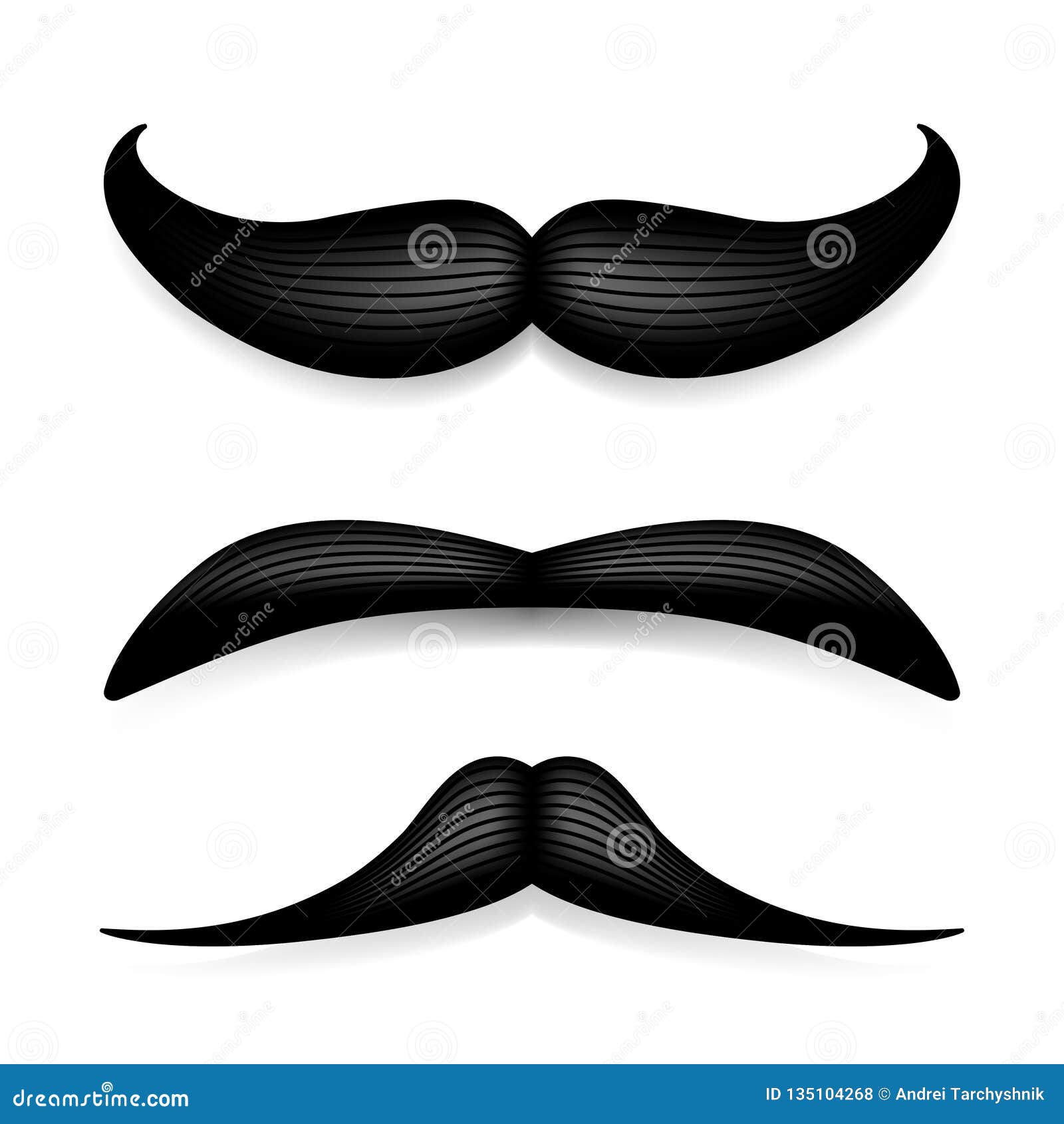 Mustache Isolated on White. Black Vector Vintage Moustache. Facial Hair ...