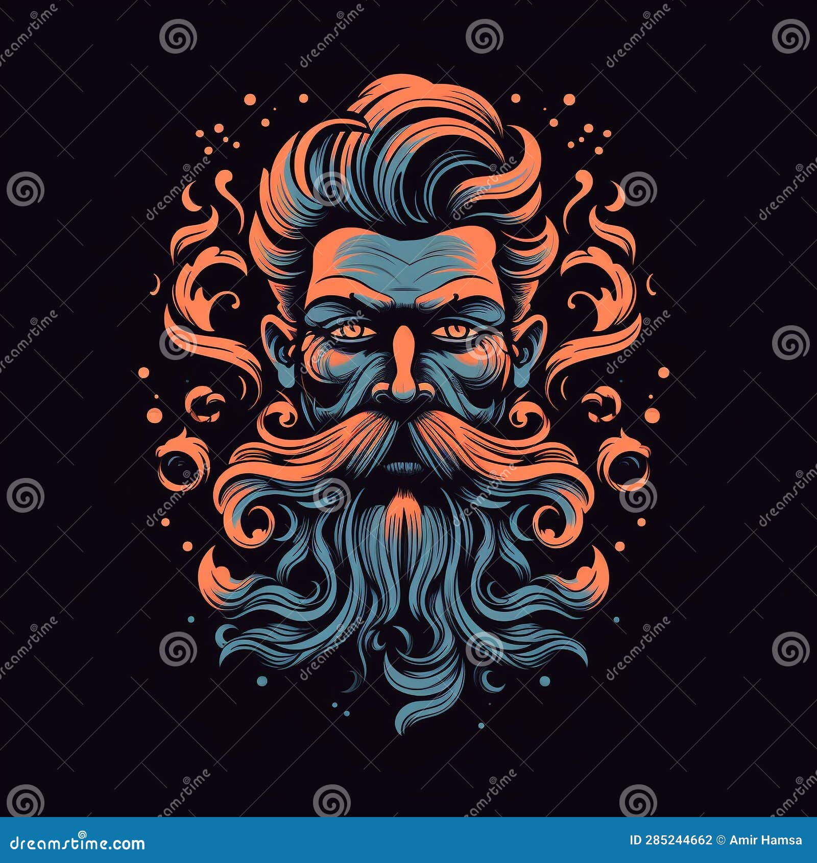 Mustache man head logo stock illustration. Illustration of hipster