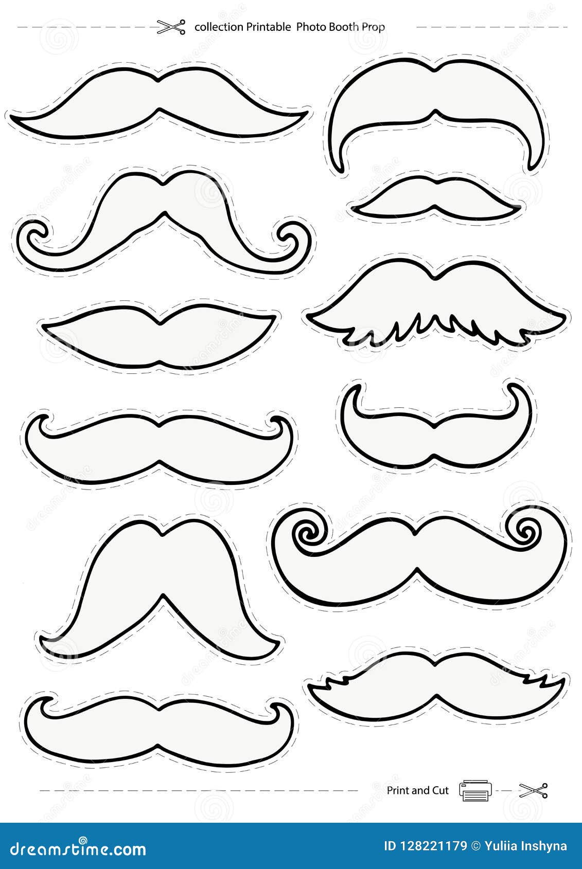Mustaches Set, Collection Printable Photo Booth Prop, Stock Vector Mustaches Set, Collection Printable Photo Booth Prop, Stock Vector