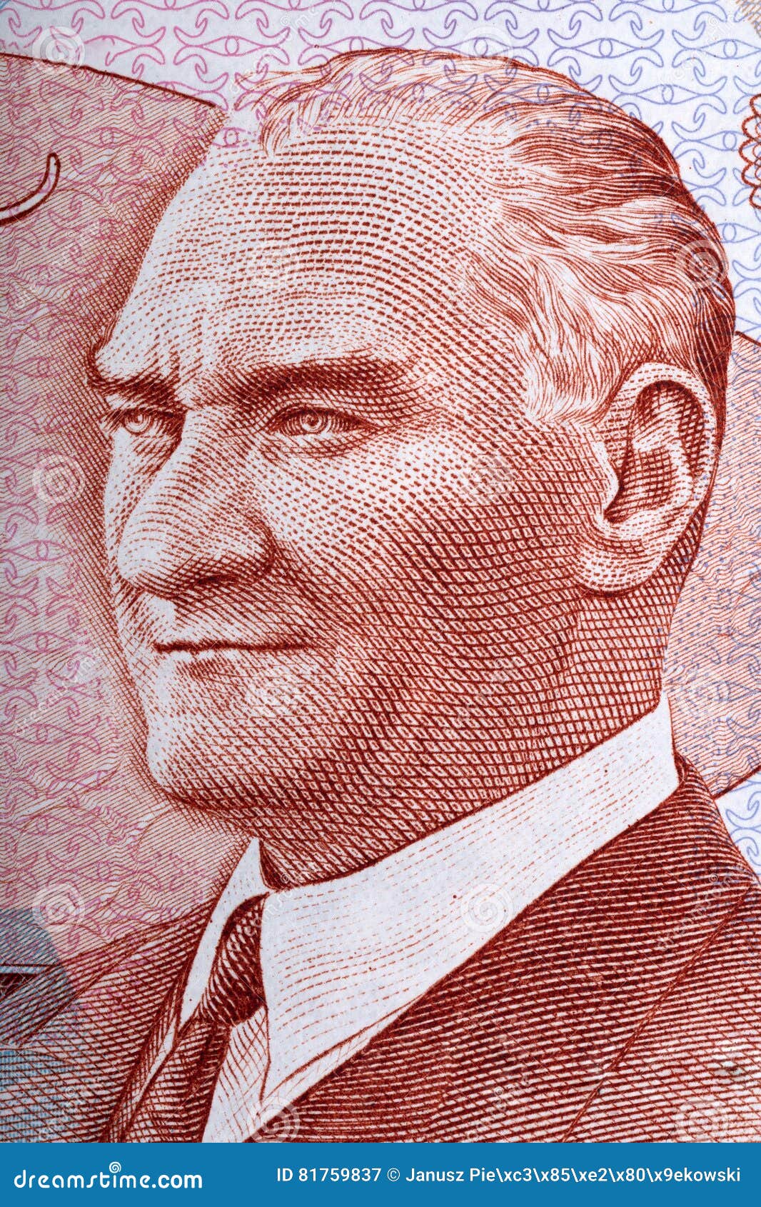 mustafa kemal ataturk portrait from turkish money