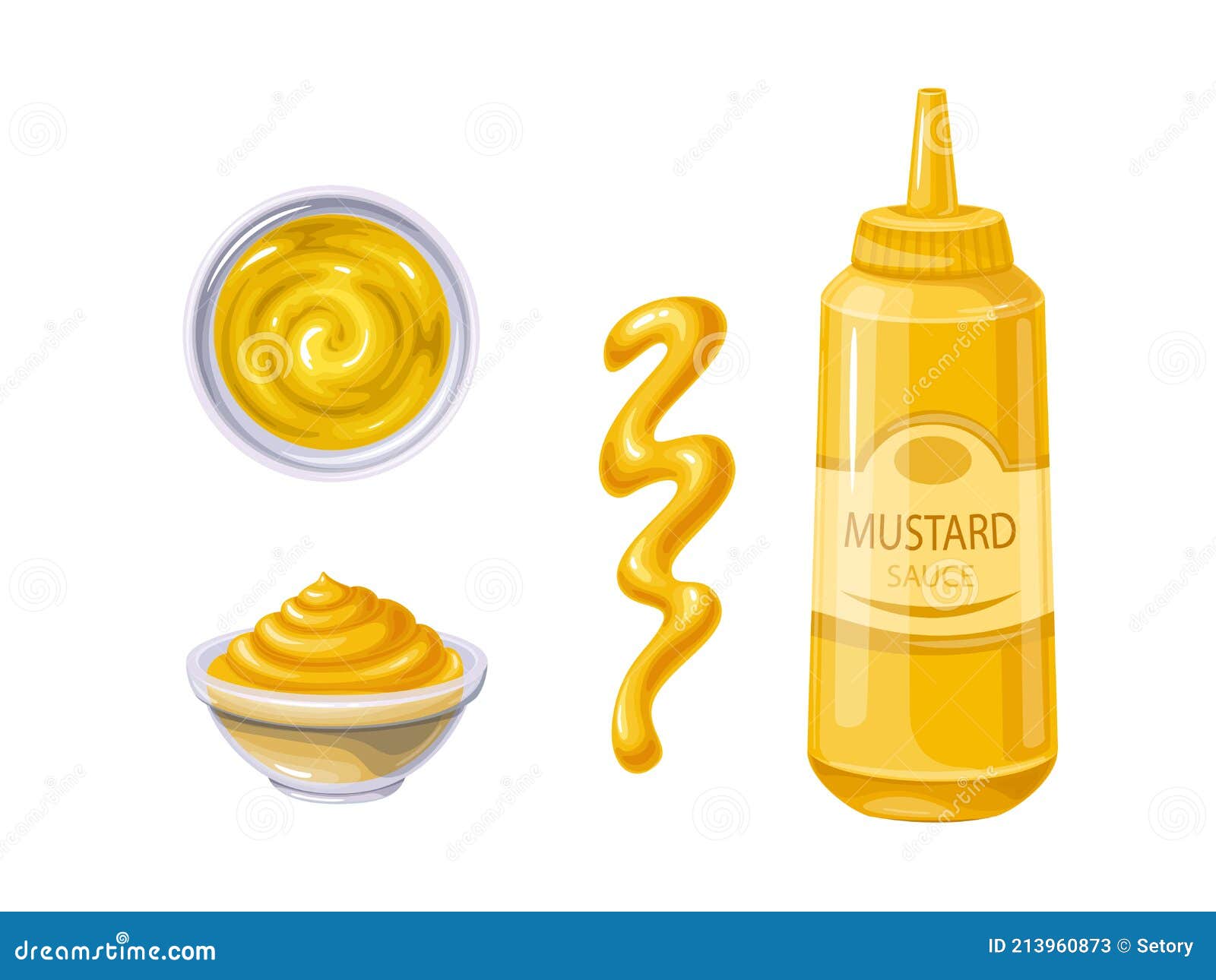 Mustard in bottle and bowl stock vector. Illustration of spice - 213960873